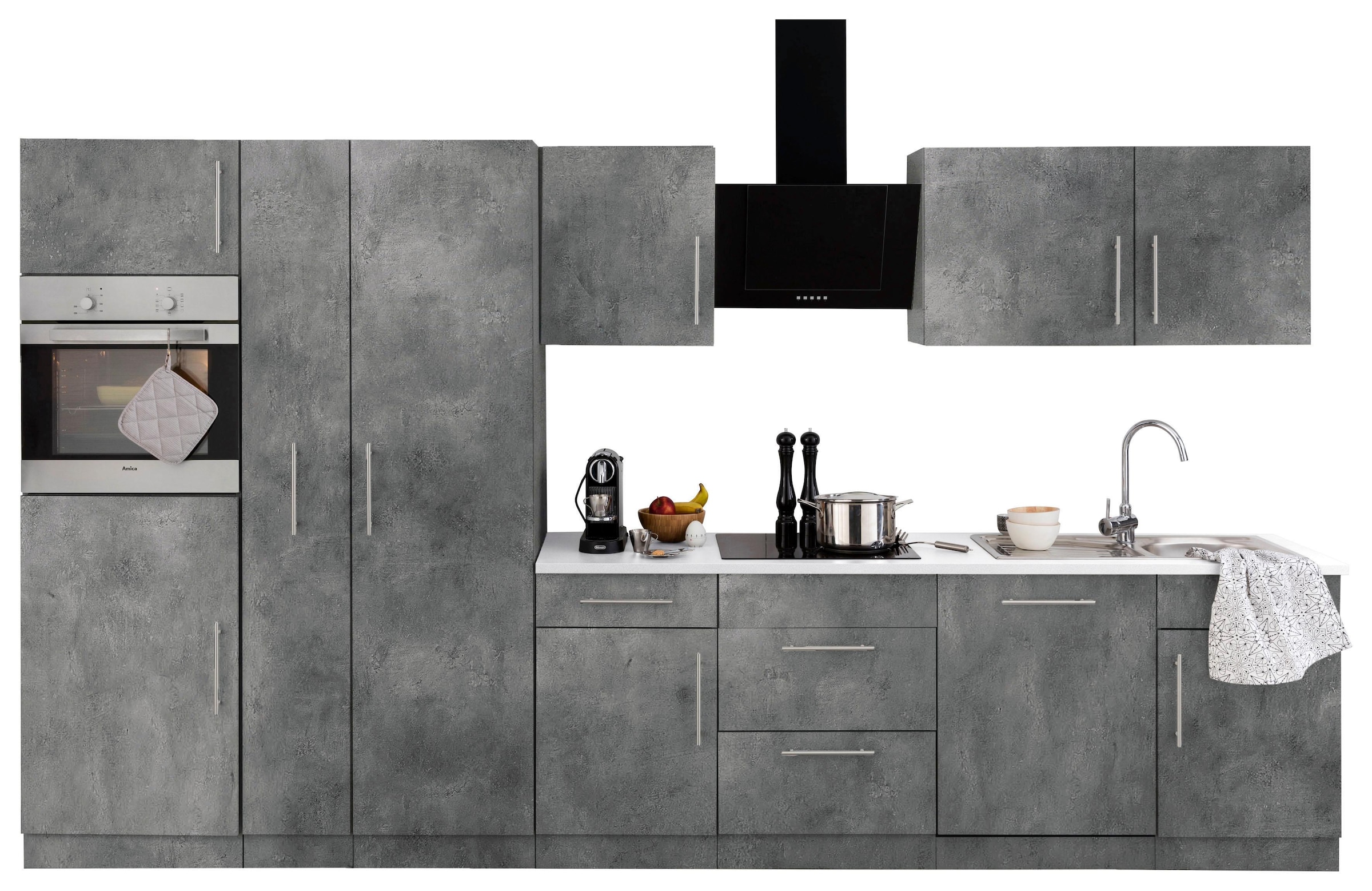 mit Breite 360 bei Metallgriffen Küchen mit Küchenzeile OTTO »Cali«, wiho cm E-Geräten, online