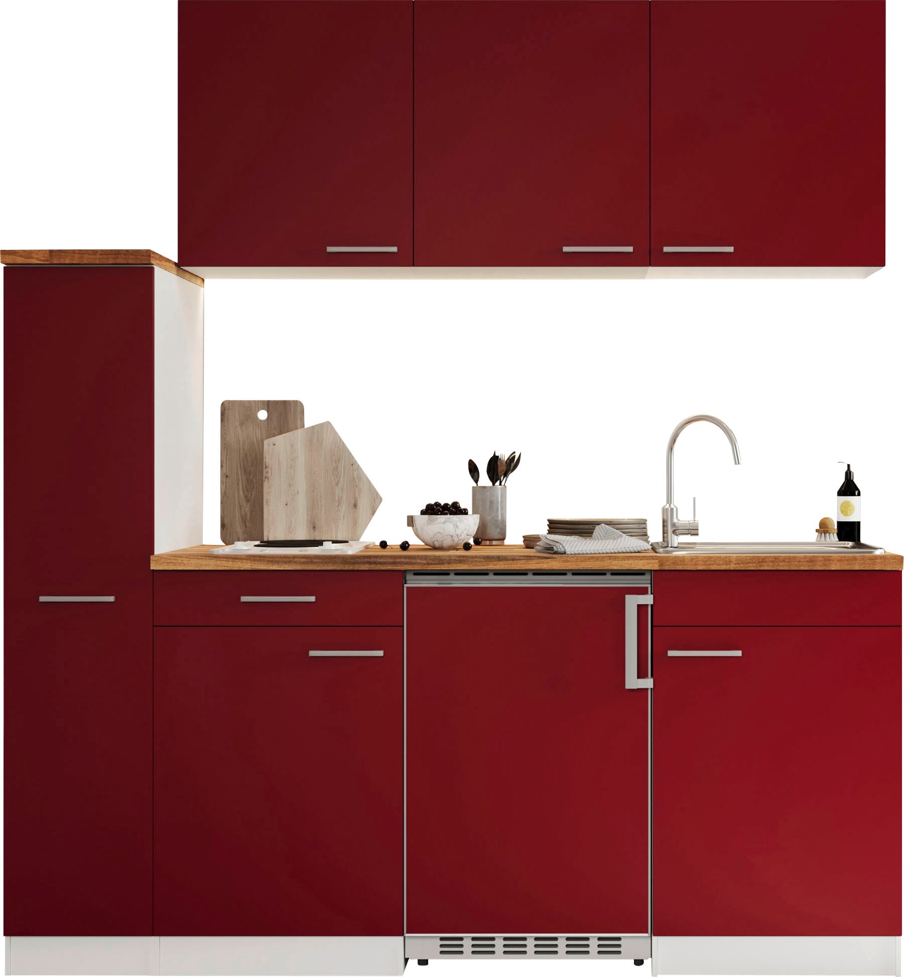 RESPEKTA Küche »Luis, mit Duo Kochfeld, wahlweise mit Mikrowelle, Korpus Weiß,« Breite 180 cm, in exclusiver Konfiguration für OTTO