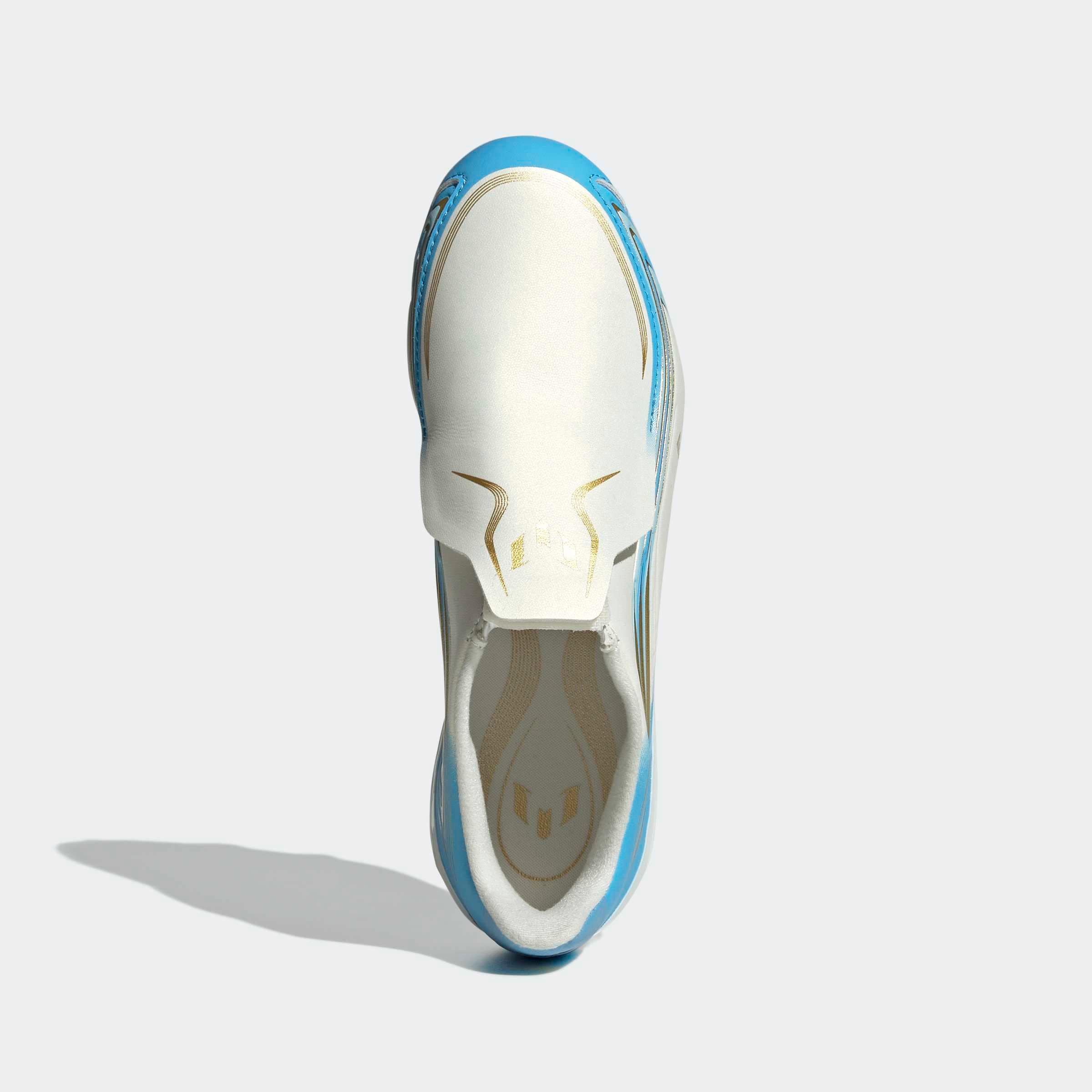adidas Performance Fußballschuh »F50 MESSI LEAGUE KIDS , FESTE BÖDEN, OHNE SCHNÜRSENKEL«  Außensohle für Rasen und feste Böden, für Jugendliche & Kinder