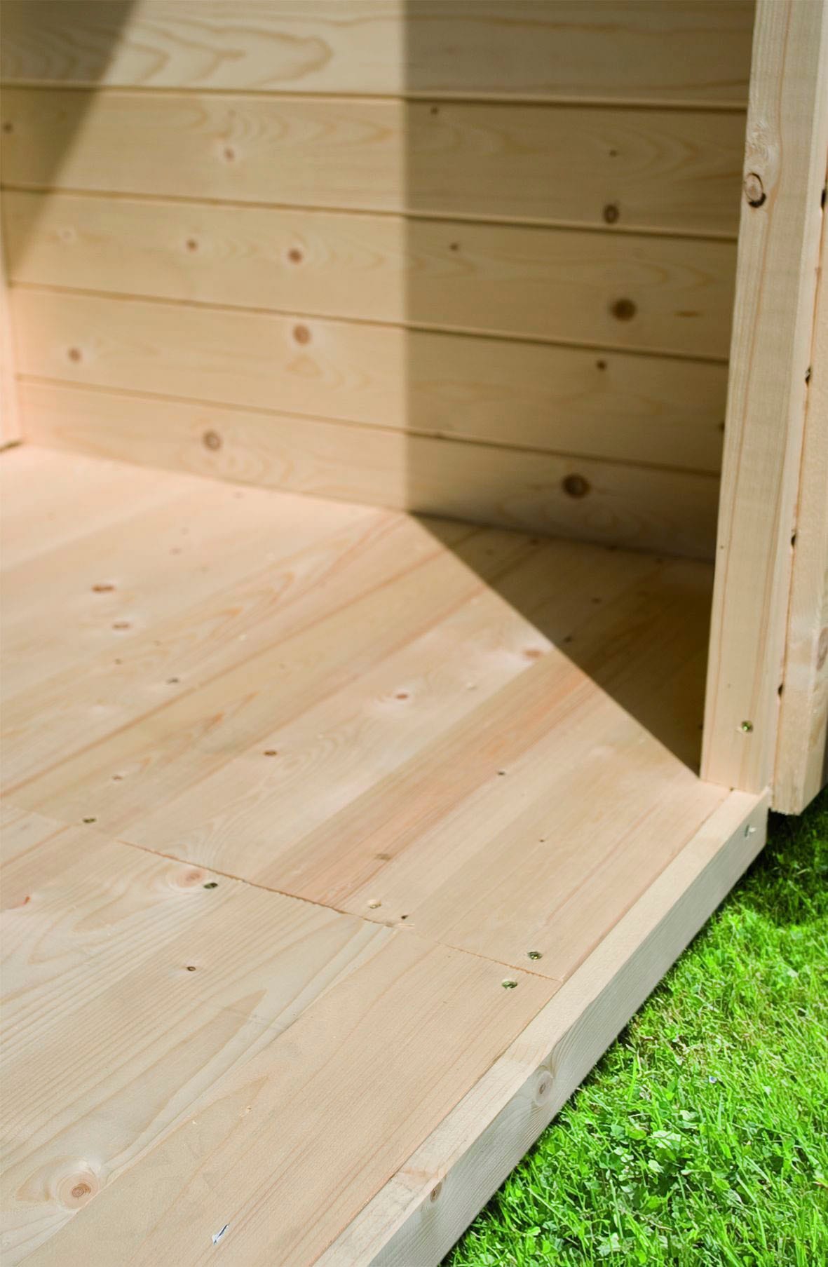 KONIFERA Saunahaus »Maiko 5 SET A«, terragrau, mit Ofen 9 kW ext. Steuerung