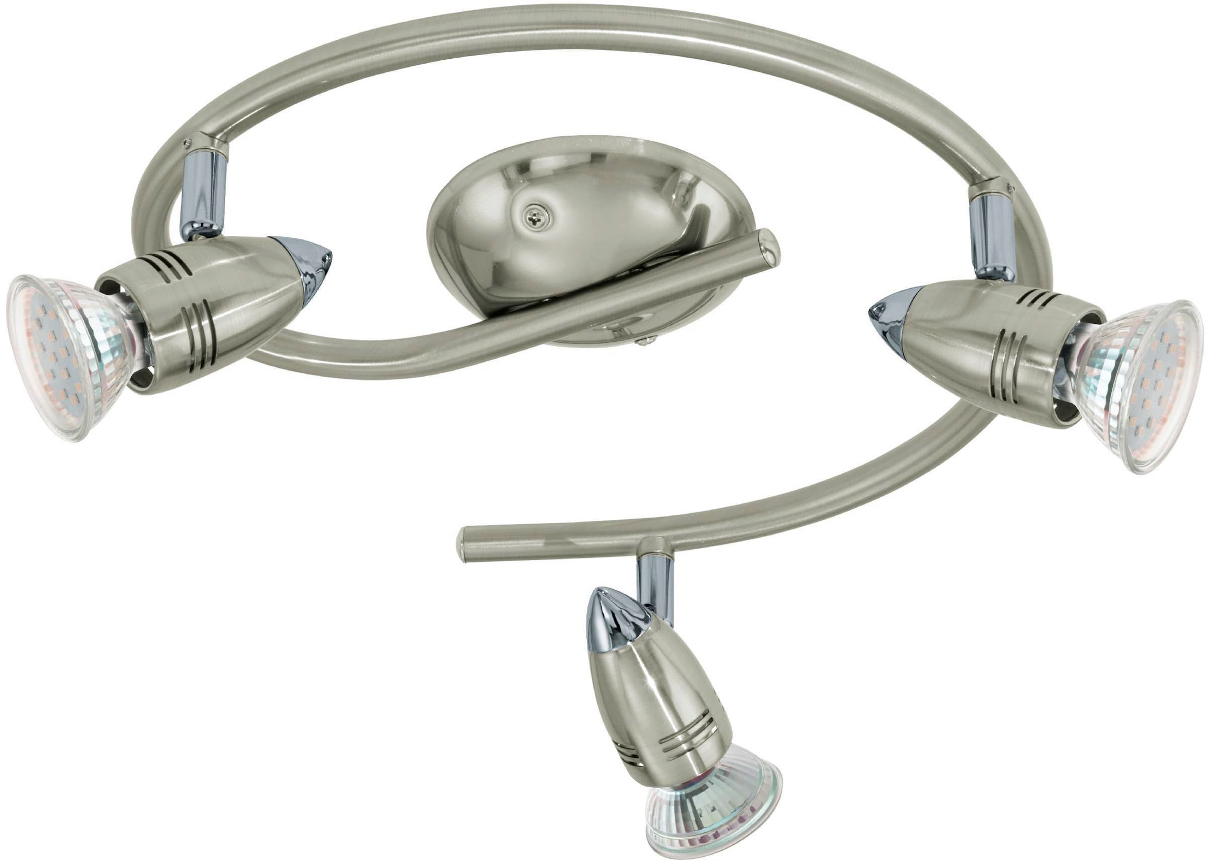 EGLO Deckenleuchte »Magnum-LED Deckenlampe, Deckenstrahler, Wohnzimmerlampe, Metall, GU10« GU10 1 Stk. Warmweiß Spot - L25,5 x H29,5 cm - nickel-matt, chrom - 3X2,8W inkl.