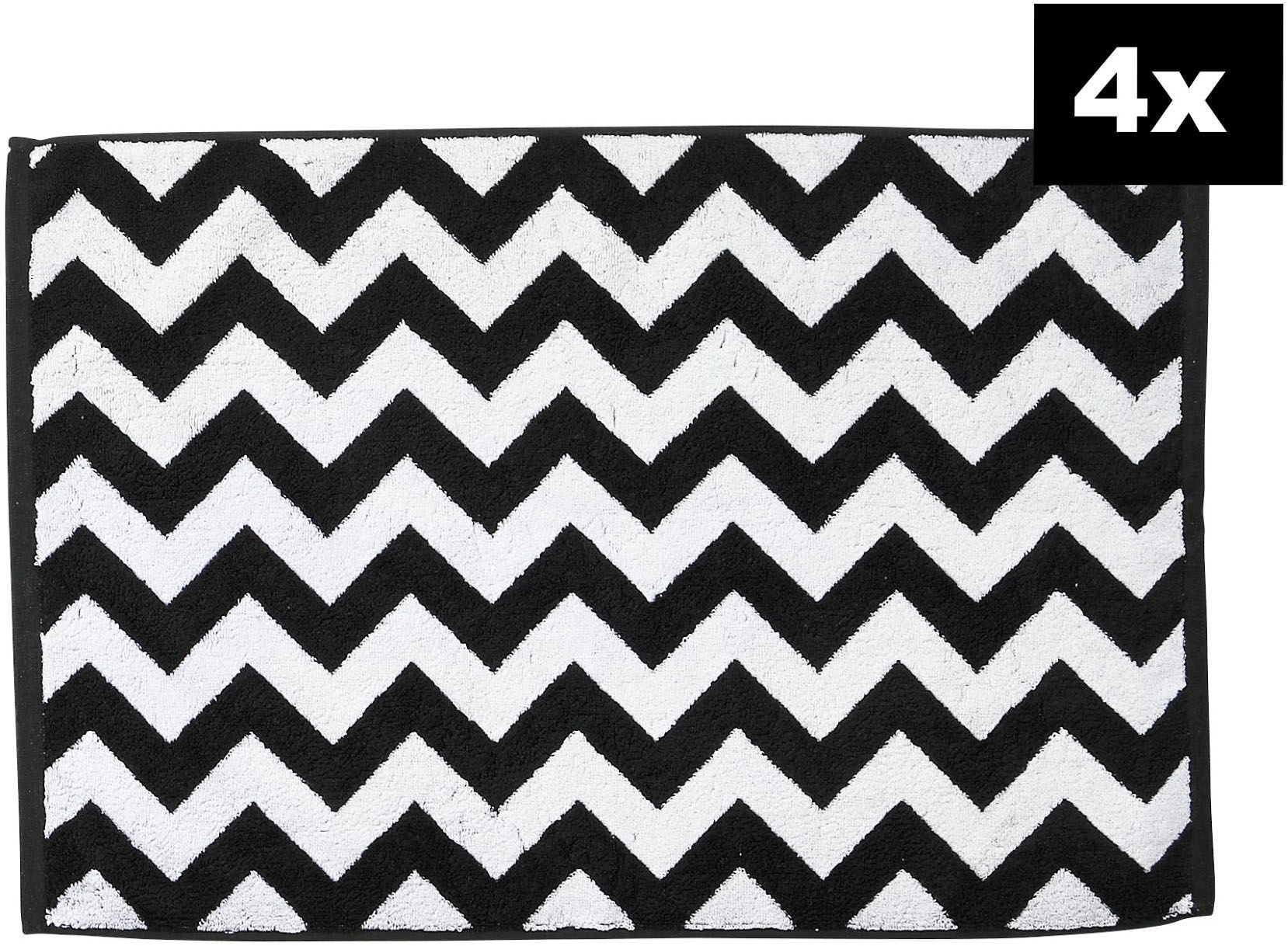 done.® Badematte »DAILY SHAPES ZickZack 4er-Set« Höhe 5 mm fußbodenheizungsgeeignet Badvorleger aus 100% Baumwolle, Jacquardgewebt