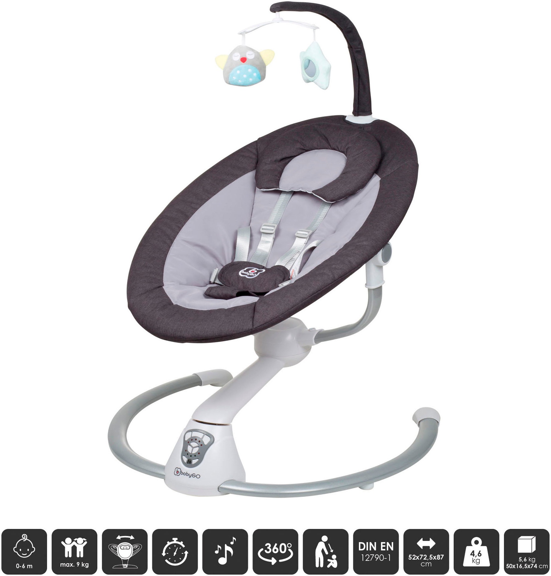 BabyGo Babywippe »Homey«, bis 9 kg, mit Schaukelbewegungen und Sound