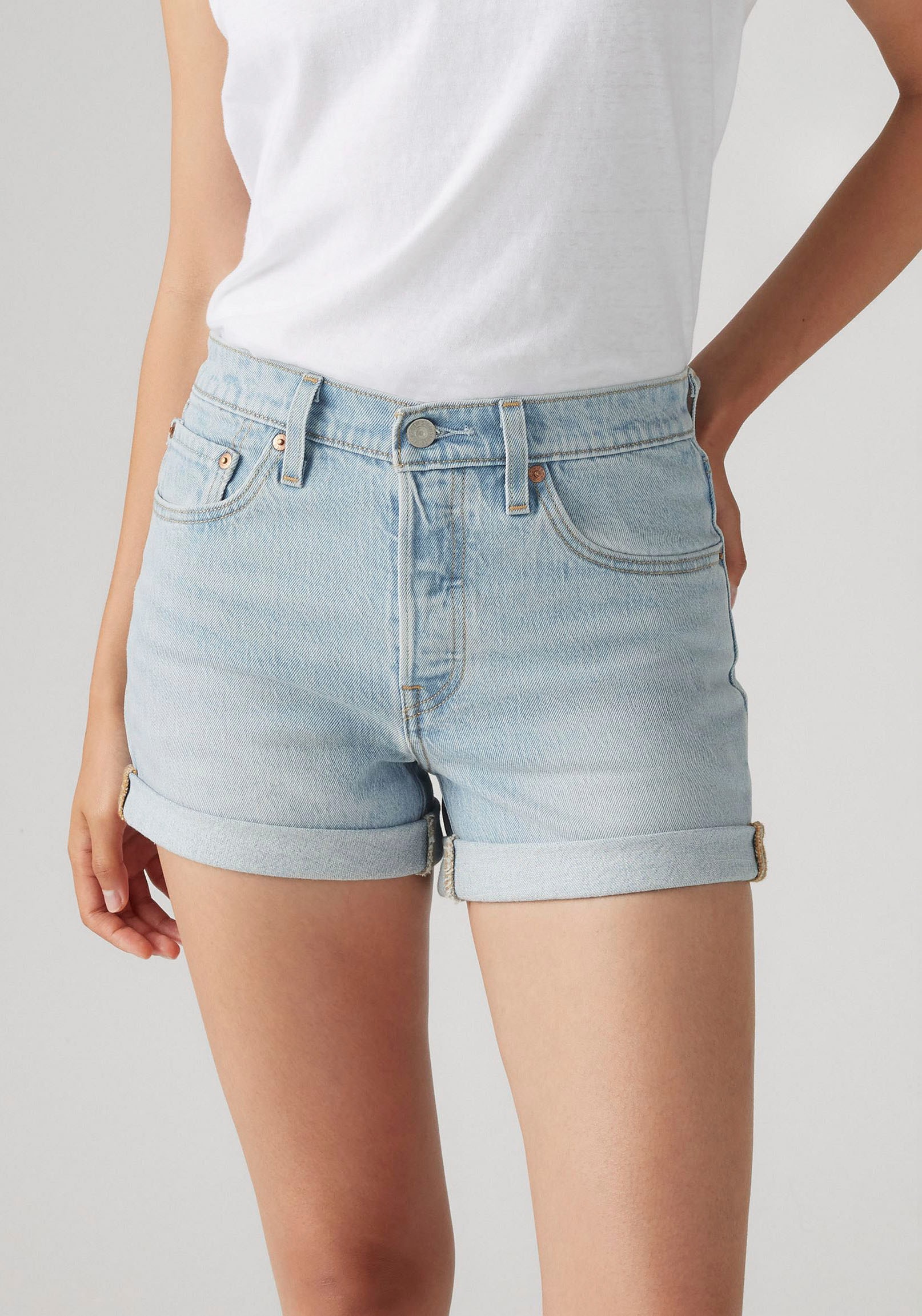 Levi's® Jeansshorts »501 Short Long«, Mit Knopfverschluss und krempelbarem Saum