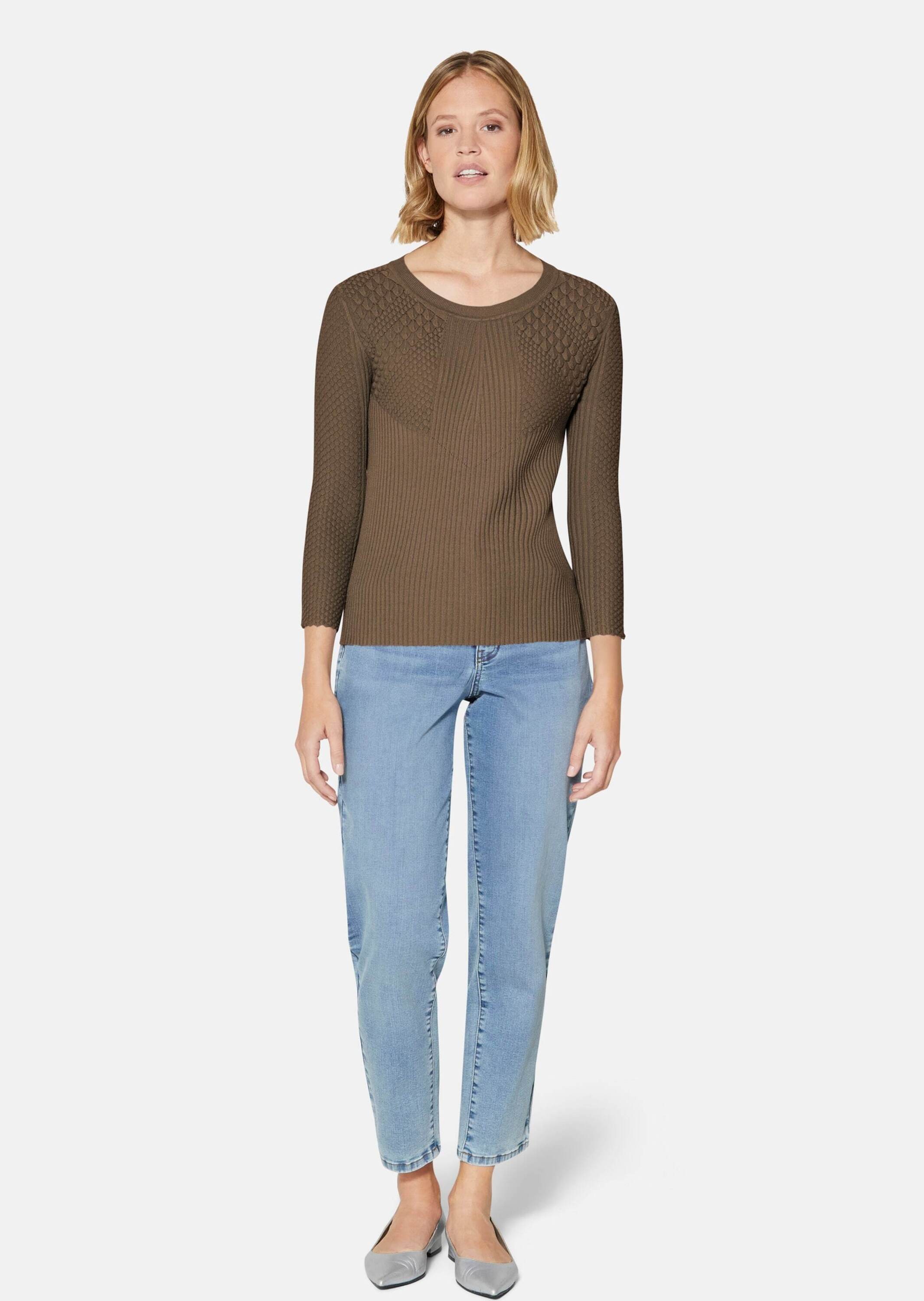 MADELEINE Longpullover »Pullover Schmaler Rippstrickpullover, Baumwollmix«
