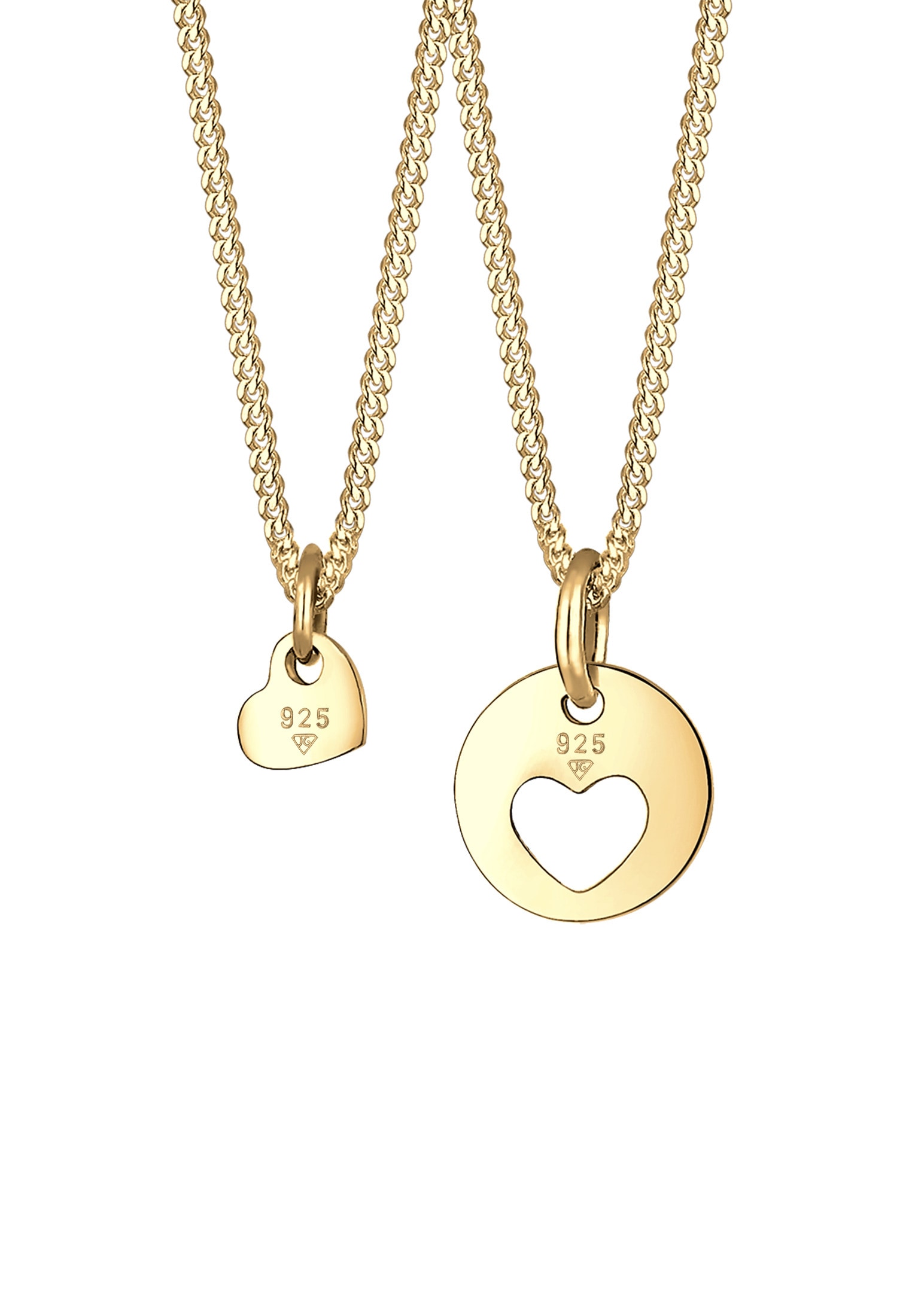 Elli Ketten-Set »Halskette Herz Mutter Kind Cut Out Münze 925 Silber«