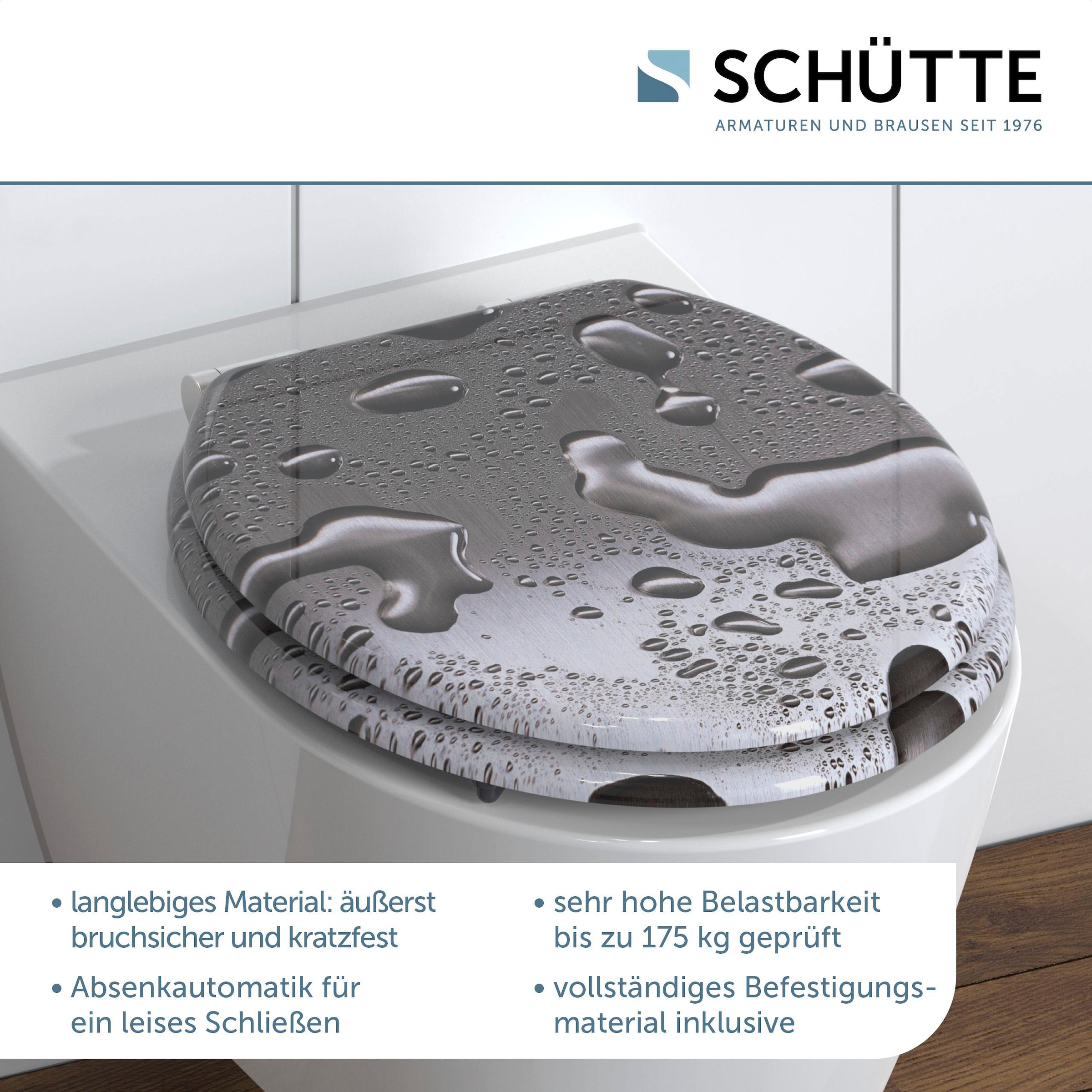 Schütte WC-Sitz »Grey Steel«, mit Absenkautomatik und Holzkern, MDF