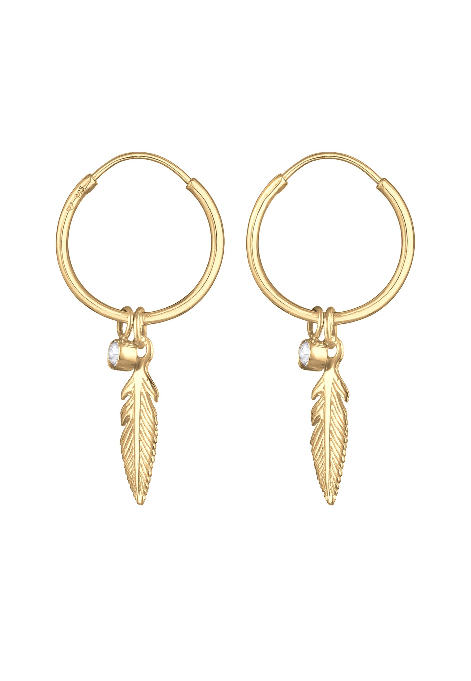 Elli Paar Creolen »Ohrringe Creole Feder Einhänger 925 Silber, mit Kristallen von Swarovski®«