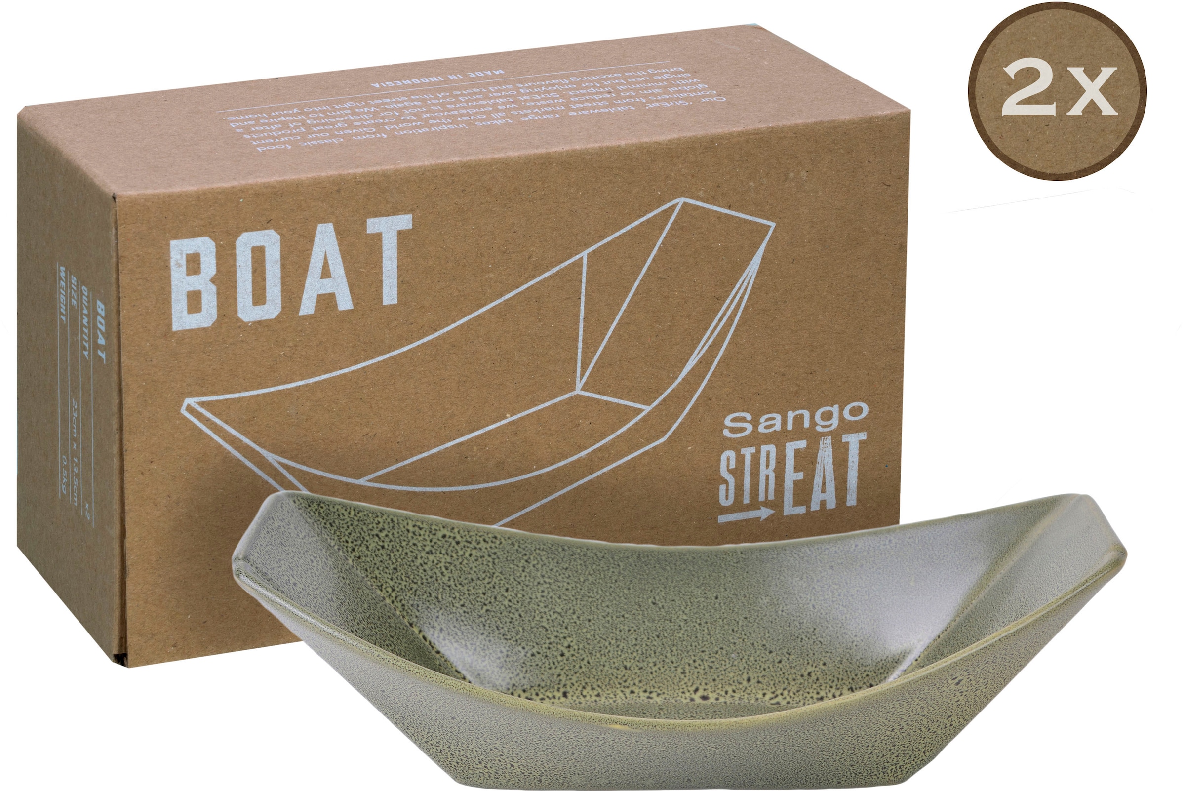 CreaTable Servierschale »Boat«, 2 tlg., aus Steinzeug, Snackschale,  Topaktueller „Streat Food“ Trend bestellen bei OTTO