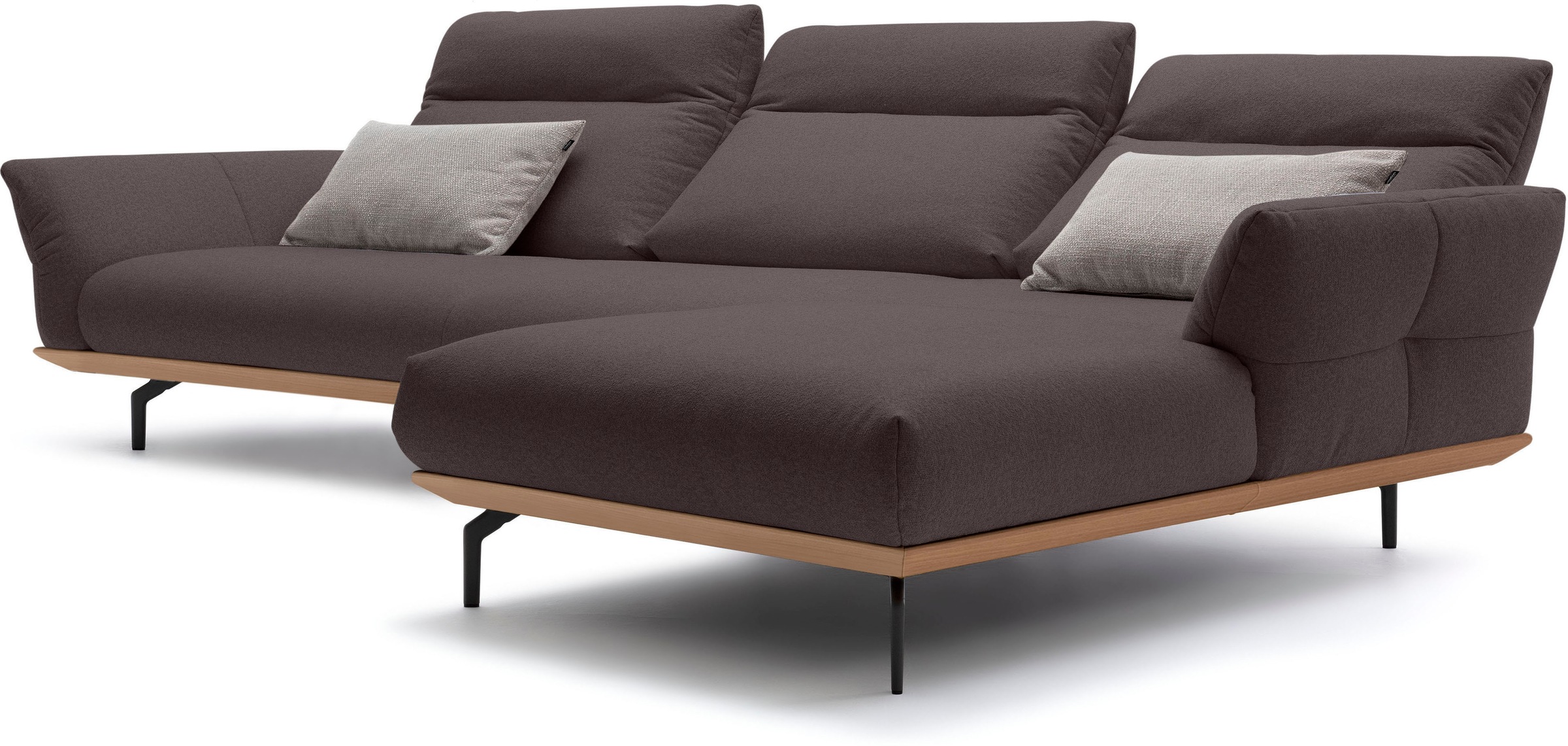 Creation BY ROLF BENZ Ecksofa »CR.460« Sockel in Eiche, Winkelfüße in Umbragrau, Breite 338 cm