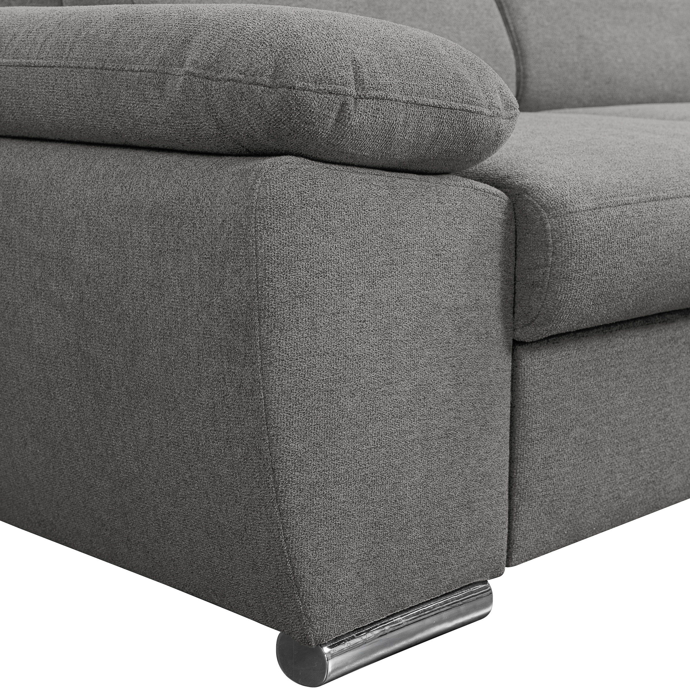 WERK2 Ecksofa »Palma 282 cm breit mit Bett & Bettkasten, Kopfteilverstellung« Strukturstoff, L-Form, XXL, Schlaffunktion, Bettkasten