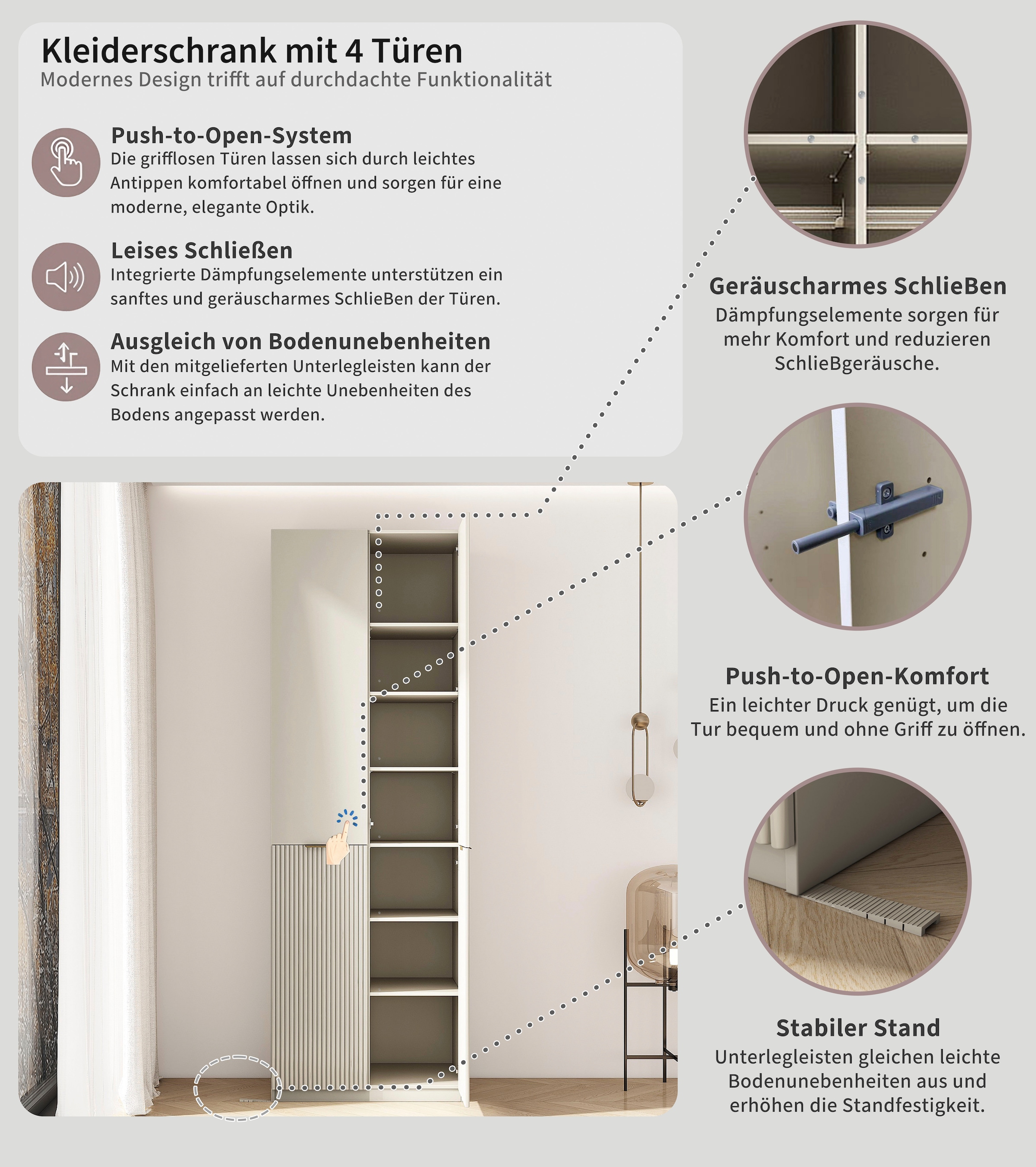 OTTO home Kleiderschrank »Jorella Schlafzimmerschrank Garderobe« eleganter Schlafzimmerschrank Rillendesign Trend Breite 82cm