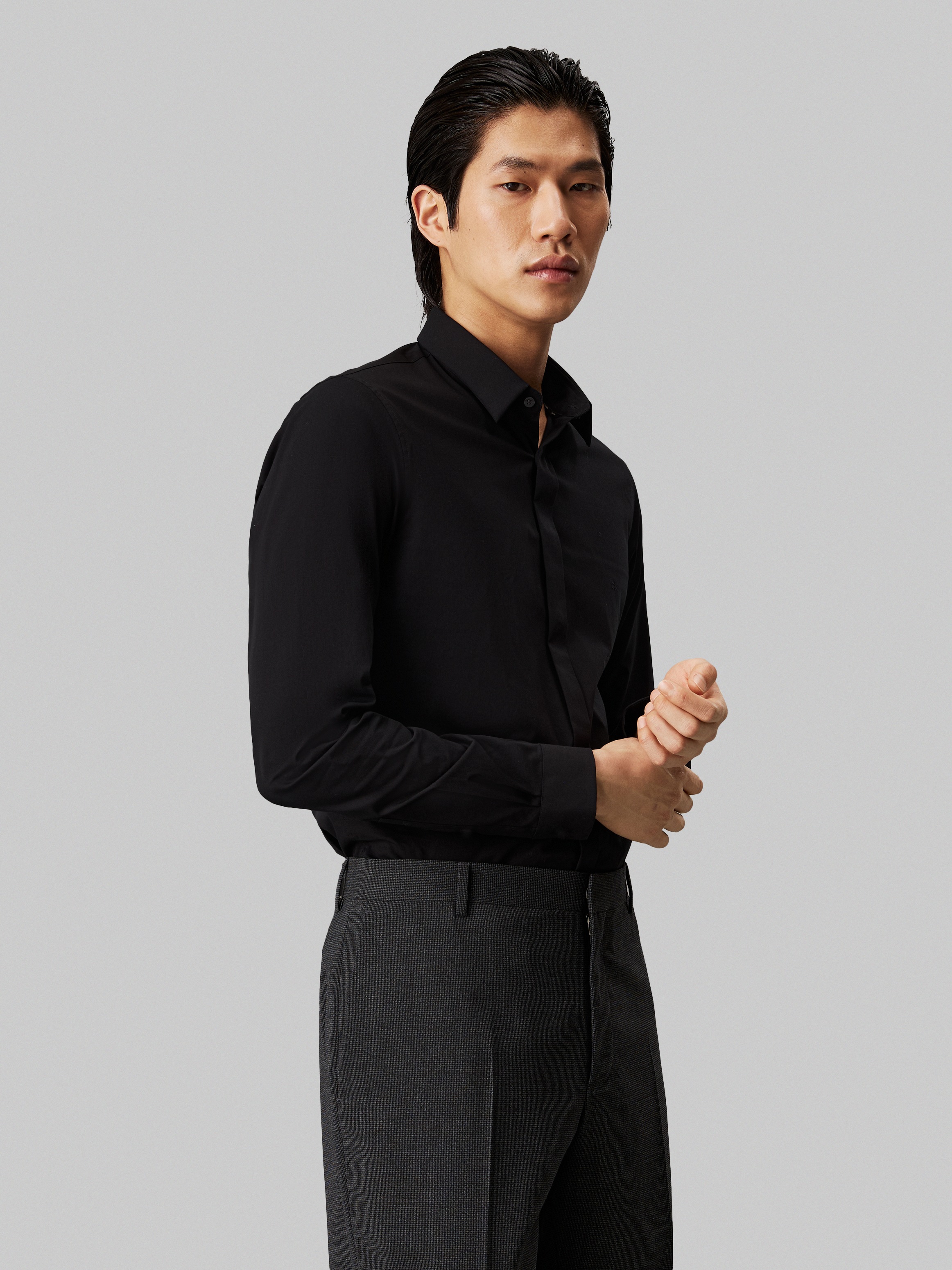 Calvin Klein Langarmhemd »POPLIN HP EXTRA SLIM SHIRT«, mit Logostickerei