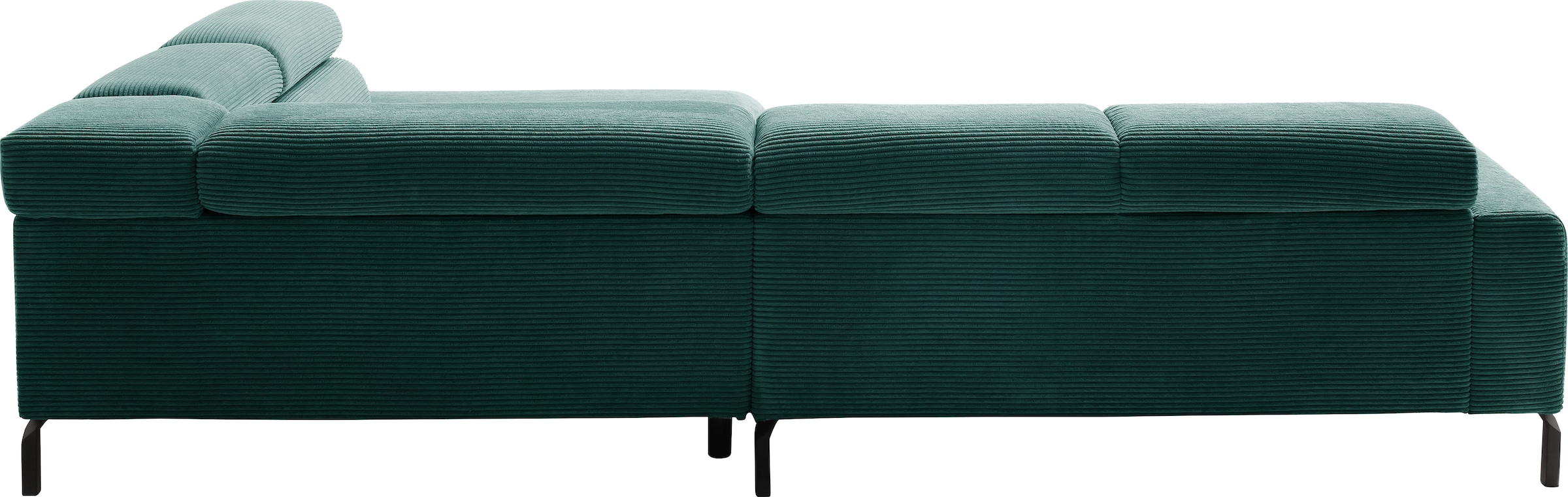 Places of Style Ecksofa »Antonelli, L-Form, inkl. Kopfteilverstellung, Breite 312 cm«, mit elektrischer Sitztiefenverstellung, in Cord, grün