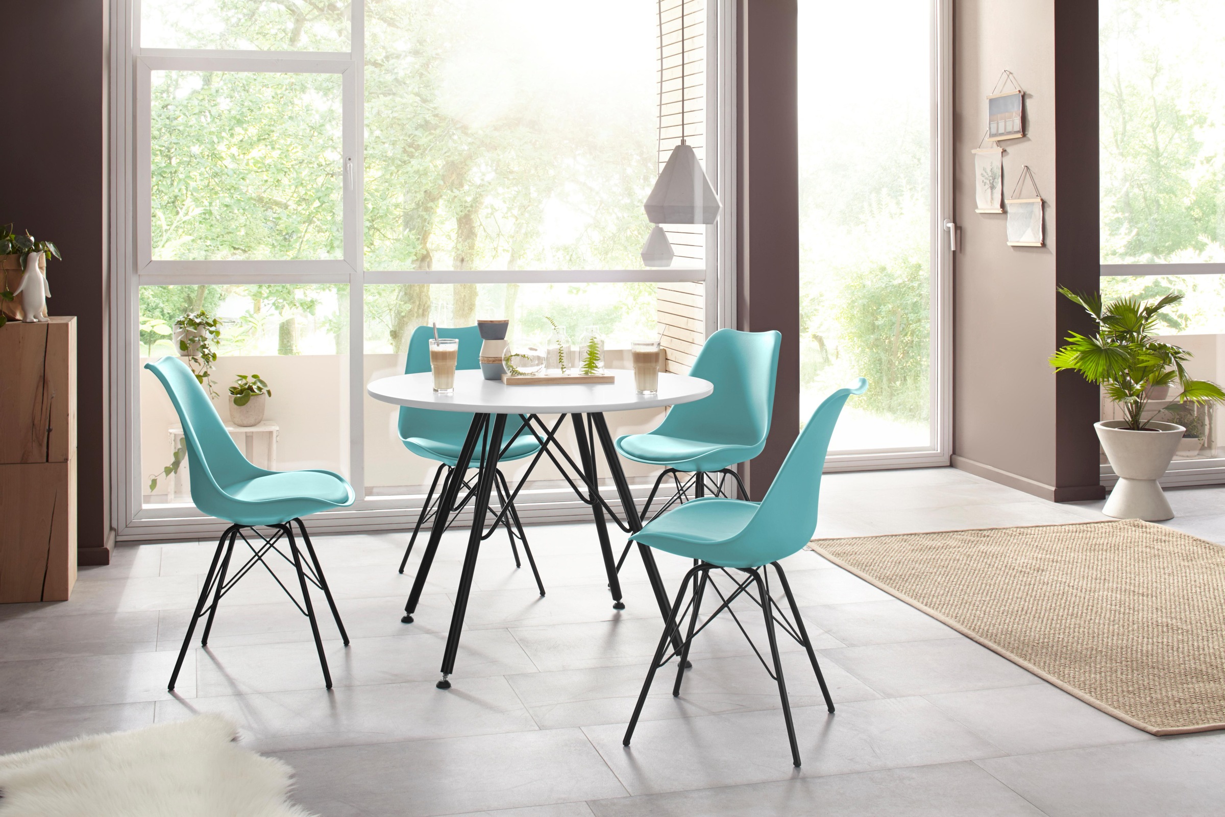 Homexperts 4-Fußstuhl »Ursel 01«, (Set), 2 St., Kunstleder, Sitzschale mit Sitzkissen in Kunstleder