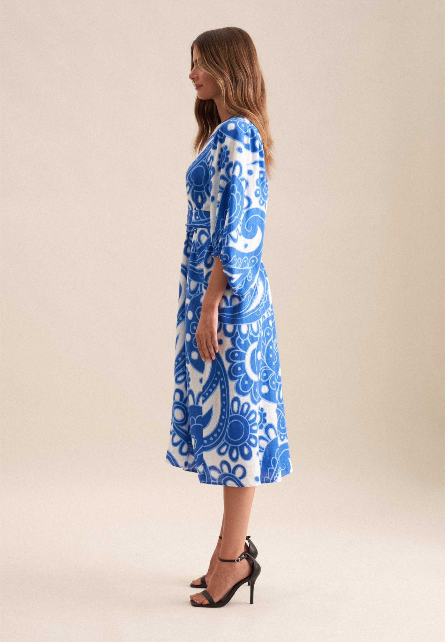 seidensticker Sommerkleid »Schwarze Rose«, 3/4-Arm V-Neck Paisley