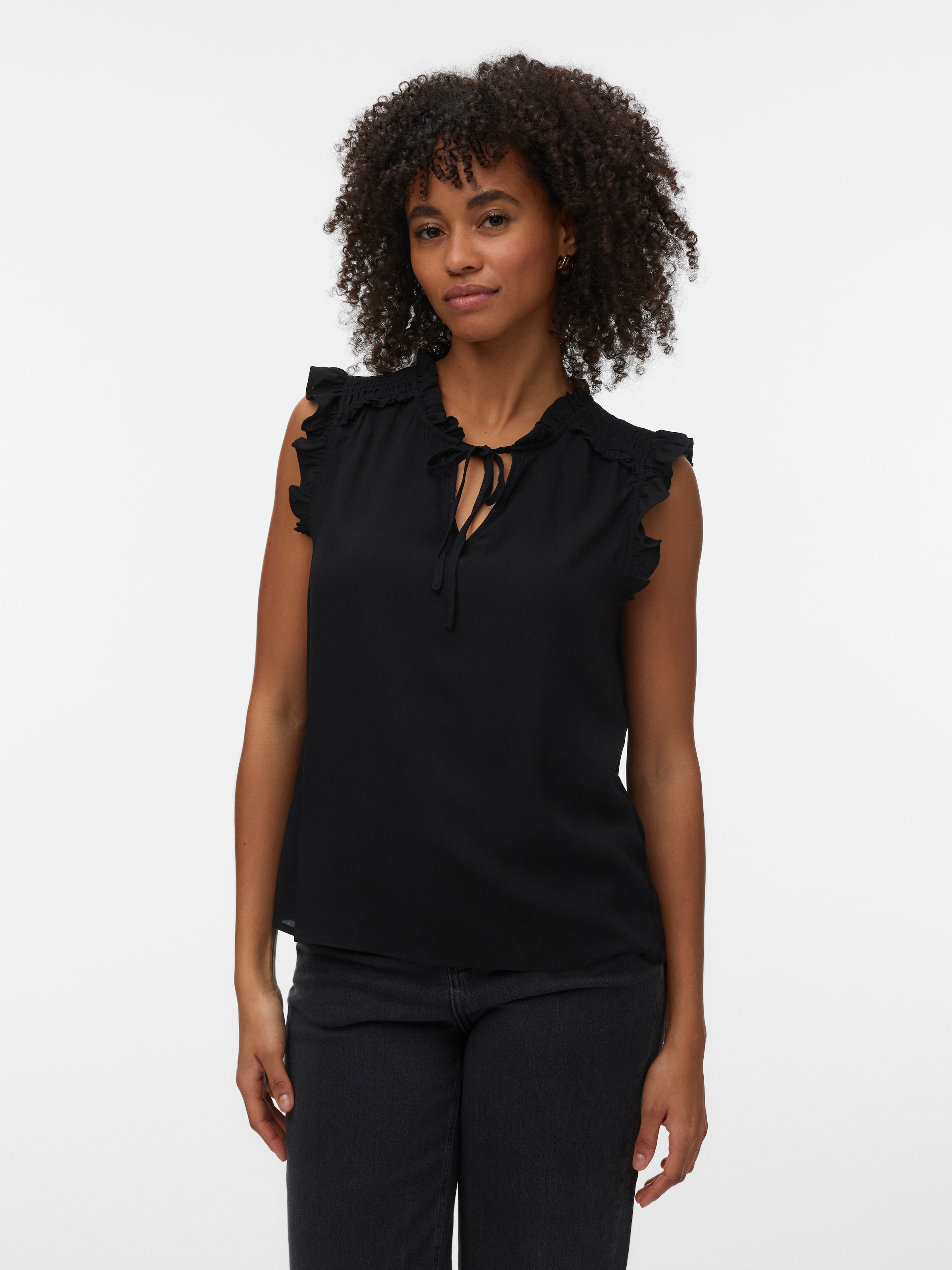 Vero Moda Rüschentop »VMALBA SL FRILL TOP WVN NOOS« Viskose