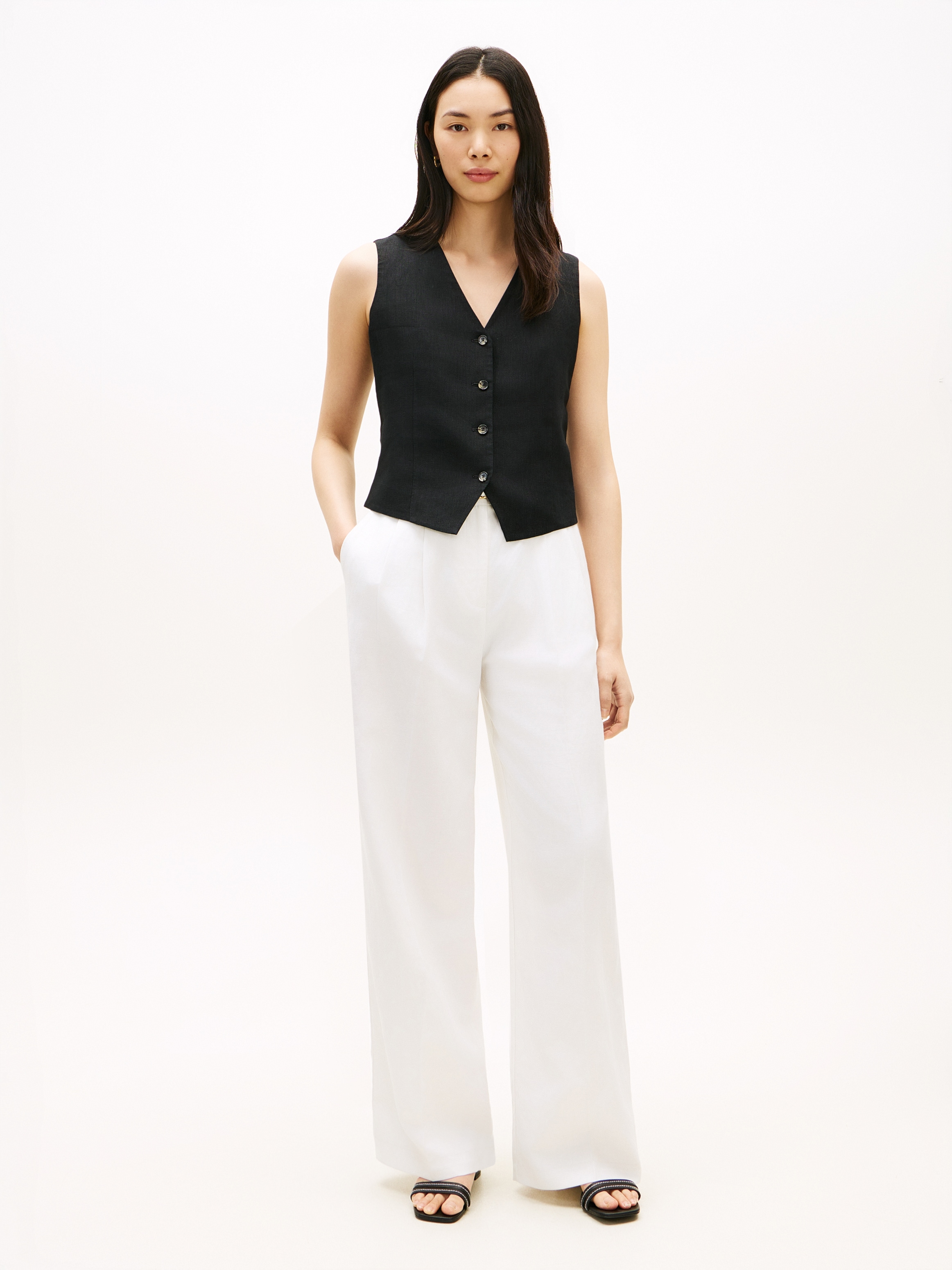 Tommy Hilfiger Anzugweste »NEW ESS LINEN VEST« mit Logo-Stickerei