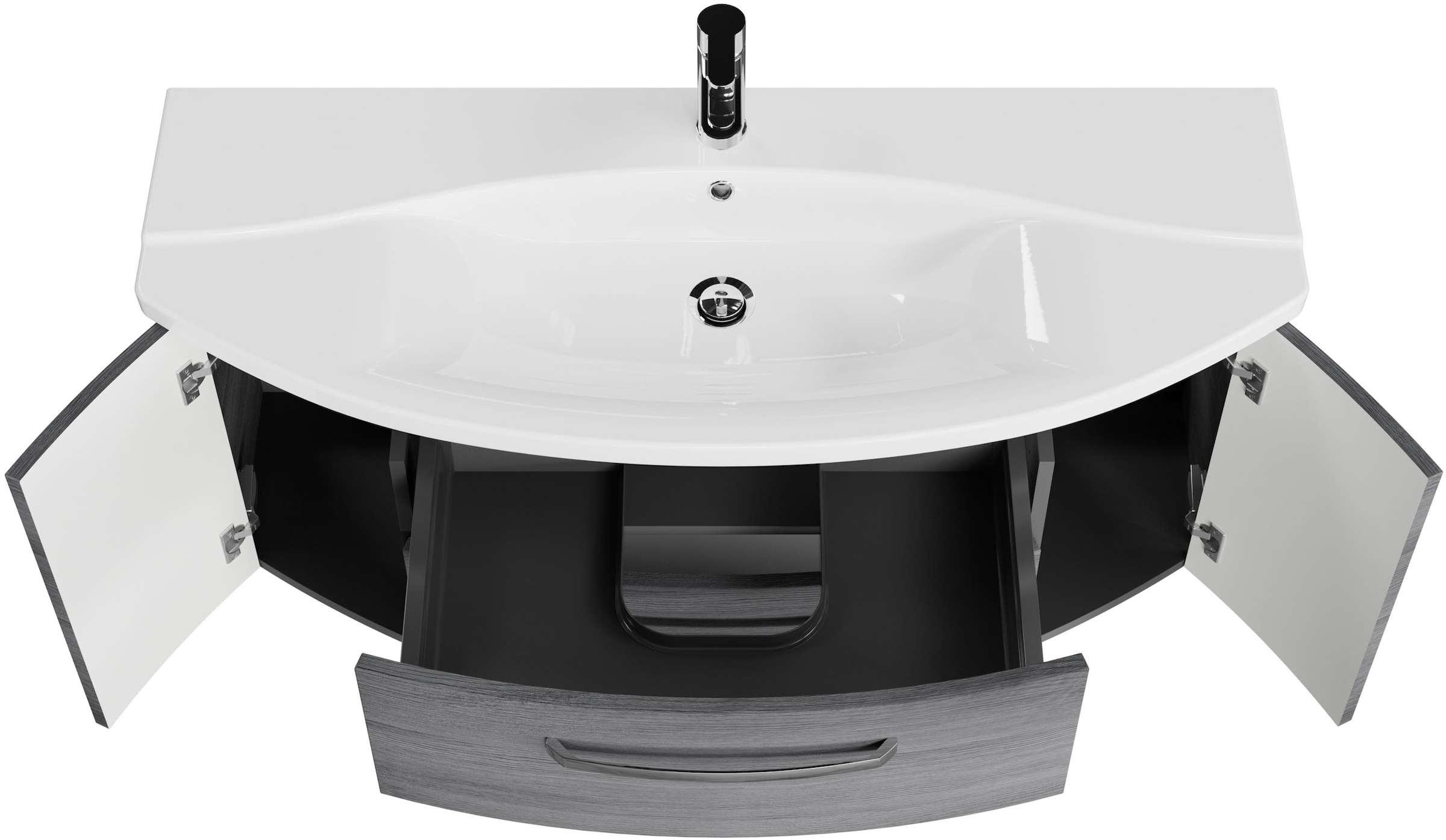 Saphir Waschtisch »Serie 4010 Keramik-Waschtisch mit Unterschrank, 120,5 cm breit«, Waschplatz mit 2 Türen, 2 Schubladen, Badmöbel-Set mit Waschtisch