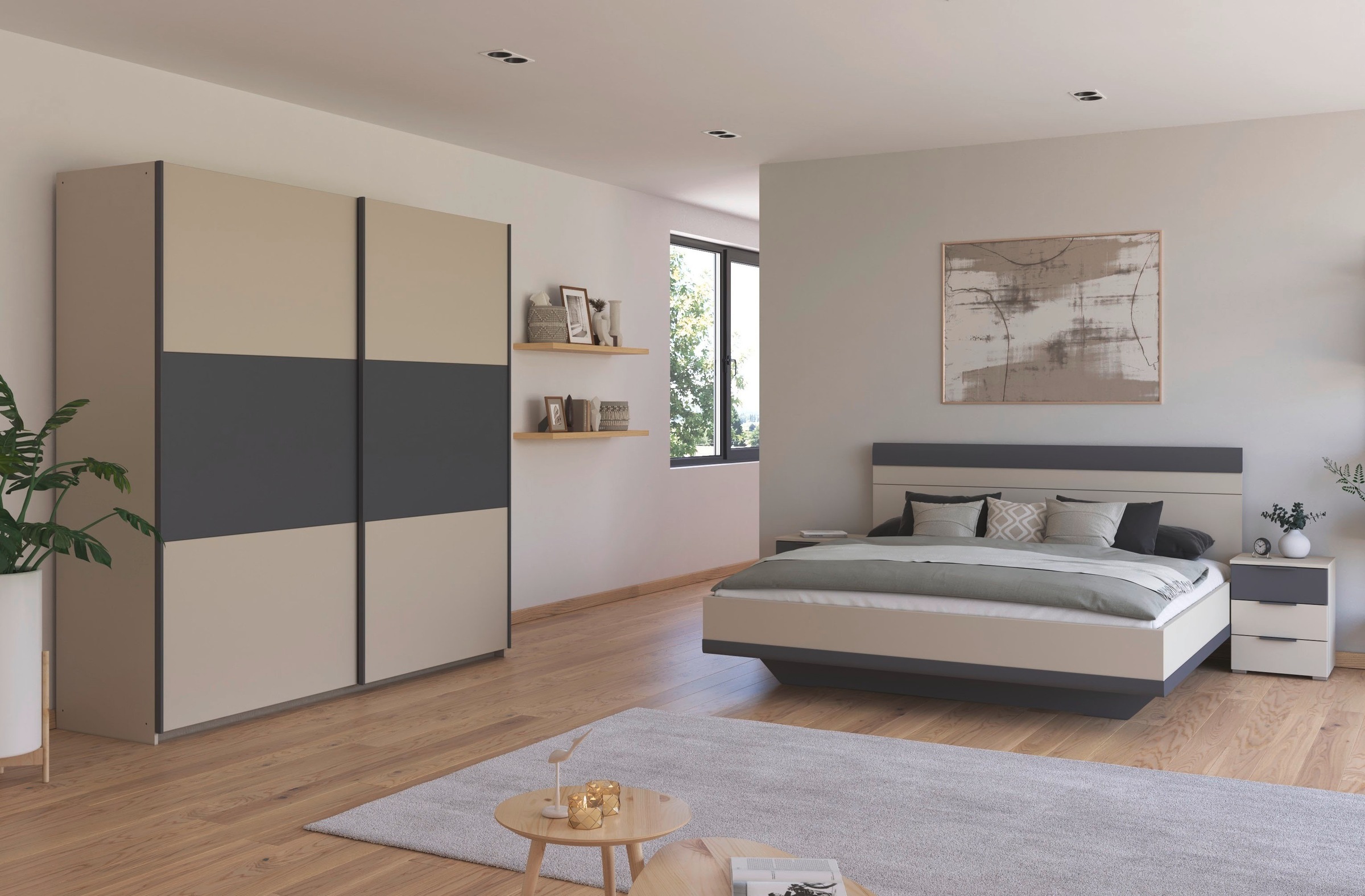 rauch Schlafzimmer-Set »Komplettschlafzimmer Schlafzimmer Schlafzimmermöbel SAJO« Set, Set: Kleiderschrank mit/ohne Spiegel, Bett in 2 Breiten, 2 Nachttische, 4 Stk. tlg. optional mit Spiegel am Kleiderschrank MADE IN GERMANY