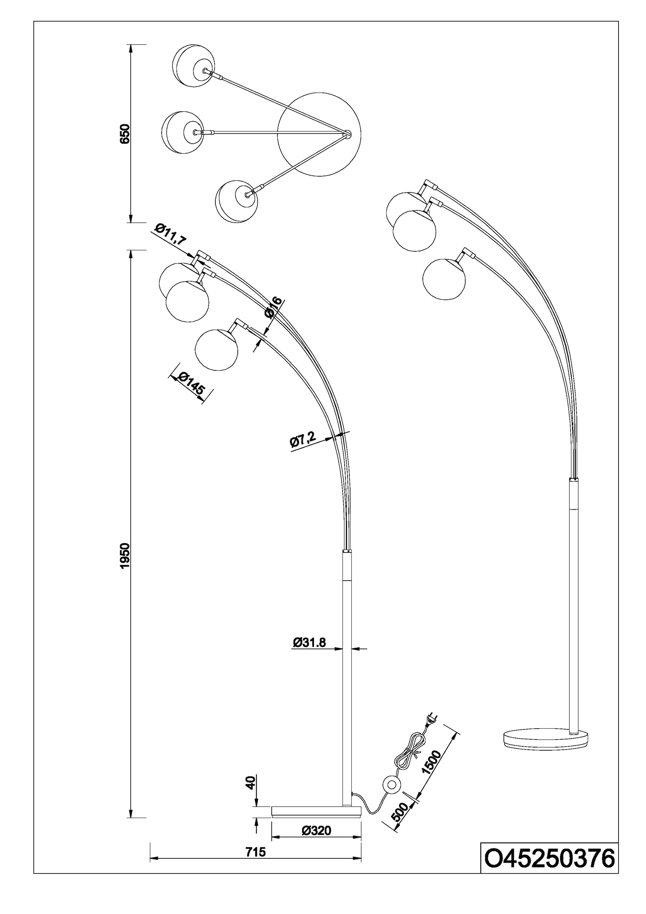 s.Oliver Stehlampe »ANJELLA, Stehleuchte exkl 3x E14 max 10W, in warm grey + smoke Glas«, 3 flammig, Leuchtmittel E14 | Leuchtmittel wechselbar, mit mundgeblasenen Glas Lampenschirmen in rauchgrau, 195 x 65 x 72 cm