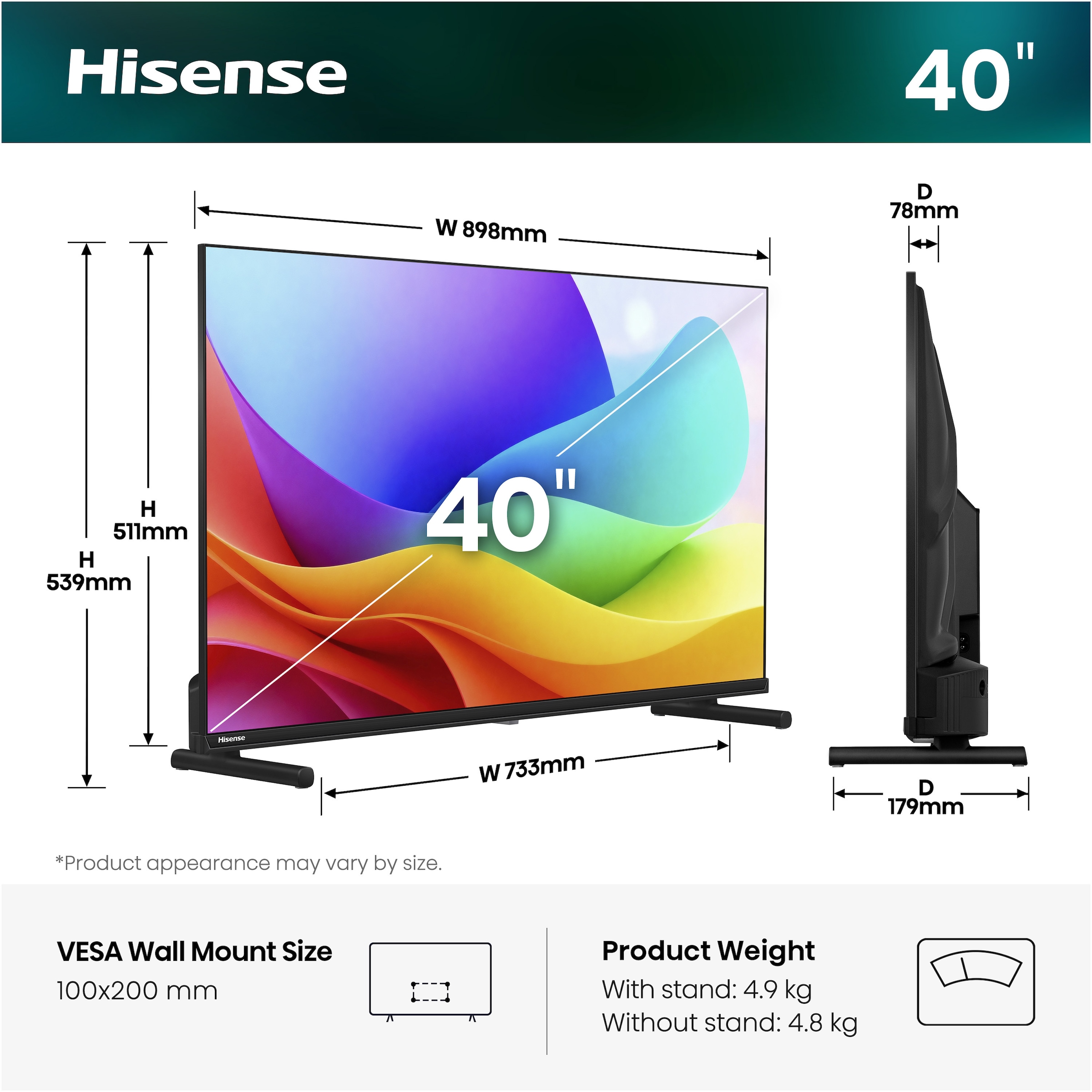 Hisense QLED-Fernseher »40A5DS« 100 cm/40 ″ Full HD Smart-TV