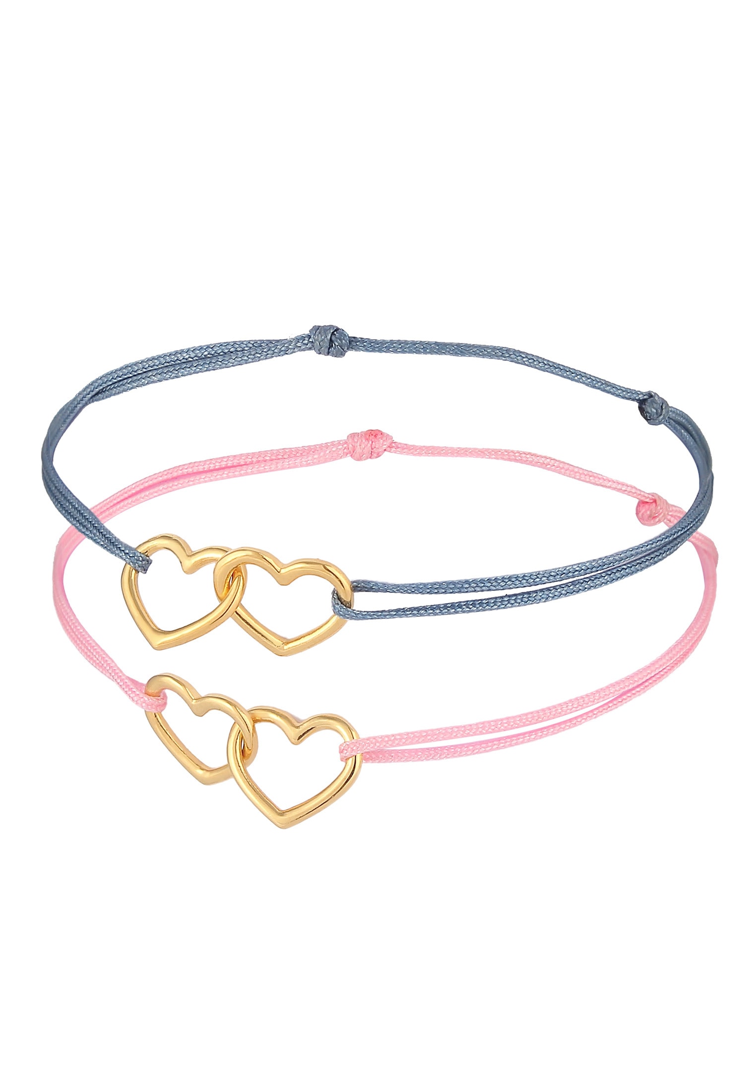 Elli Armketten Set »Armband Kinder Herzen Nylon Bändchen 2er Set 925 Silber«