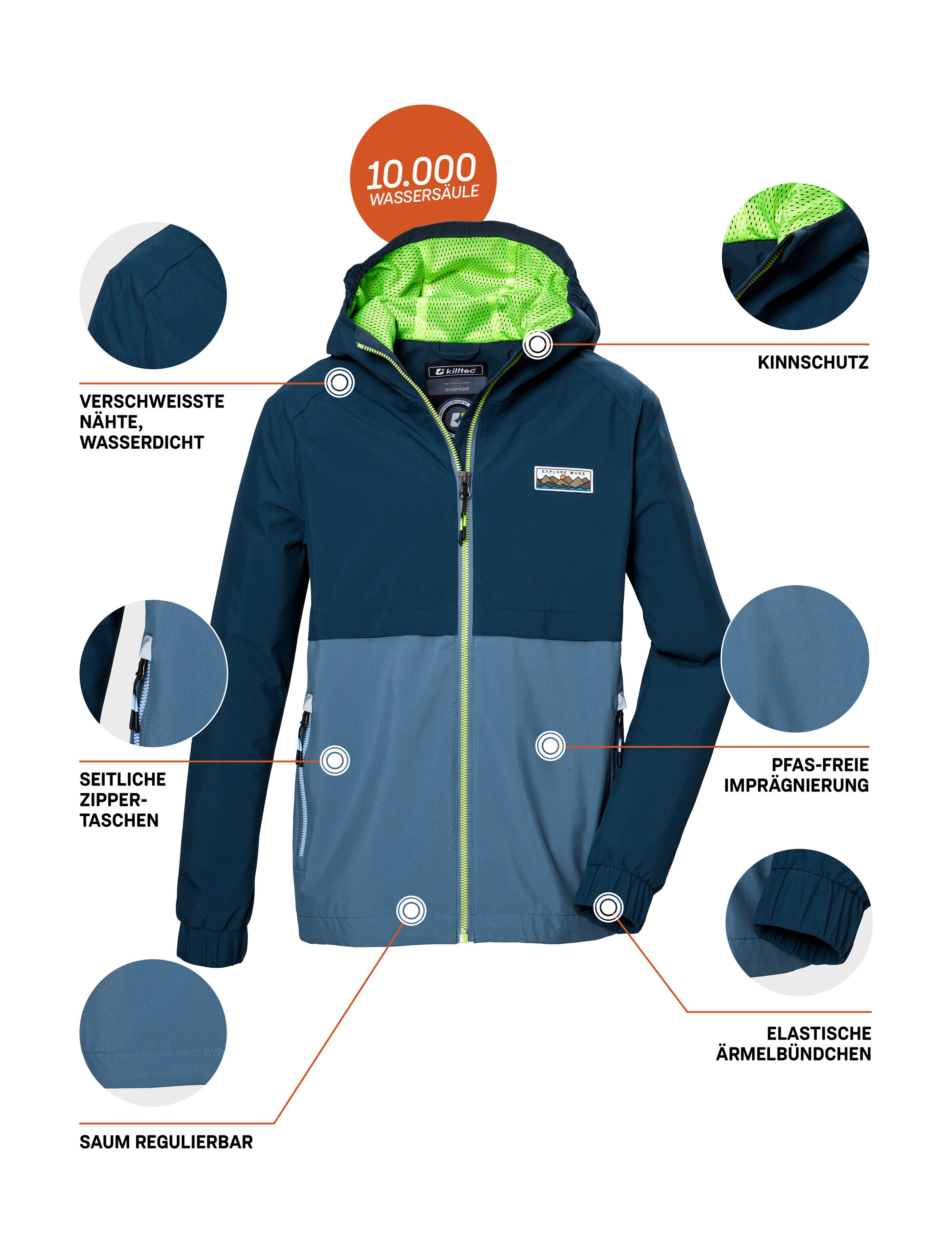Killtec Funktionsjacke »KOS 141 BYS JCKT«, Wasserdichte Kinderjacke, Colourblock, reflektierend, PFAS-frei