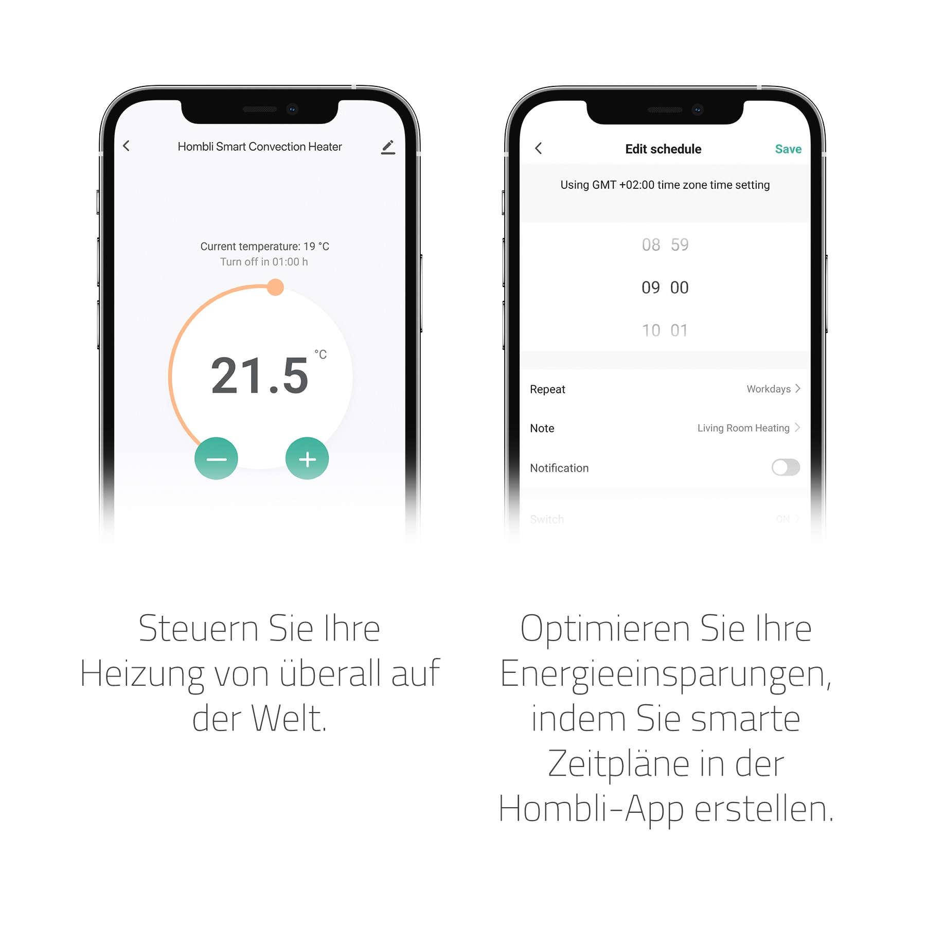 Hombli Smart-Home-Zubehör »Glass Convection Heater«, 2000 W