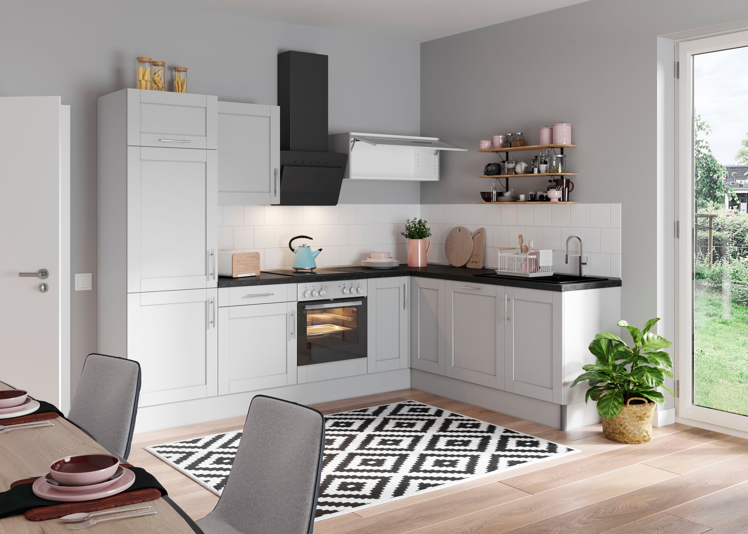 KOCHSTATION Küche »KS-Ahus«, 200 x 270 cm breit, wahlweise mit E-Geräten, Soft Close Funktion