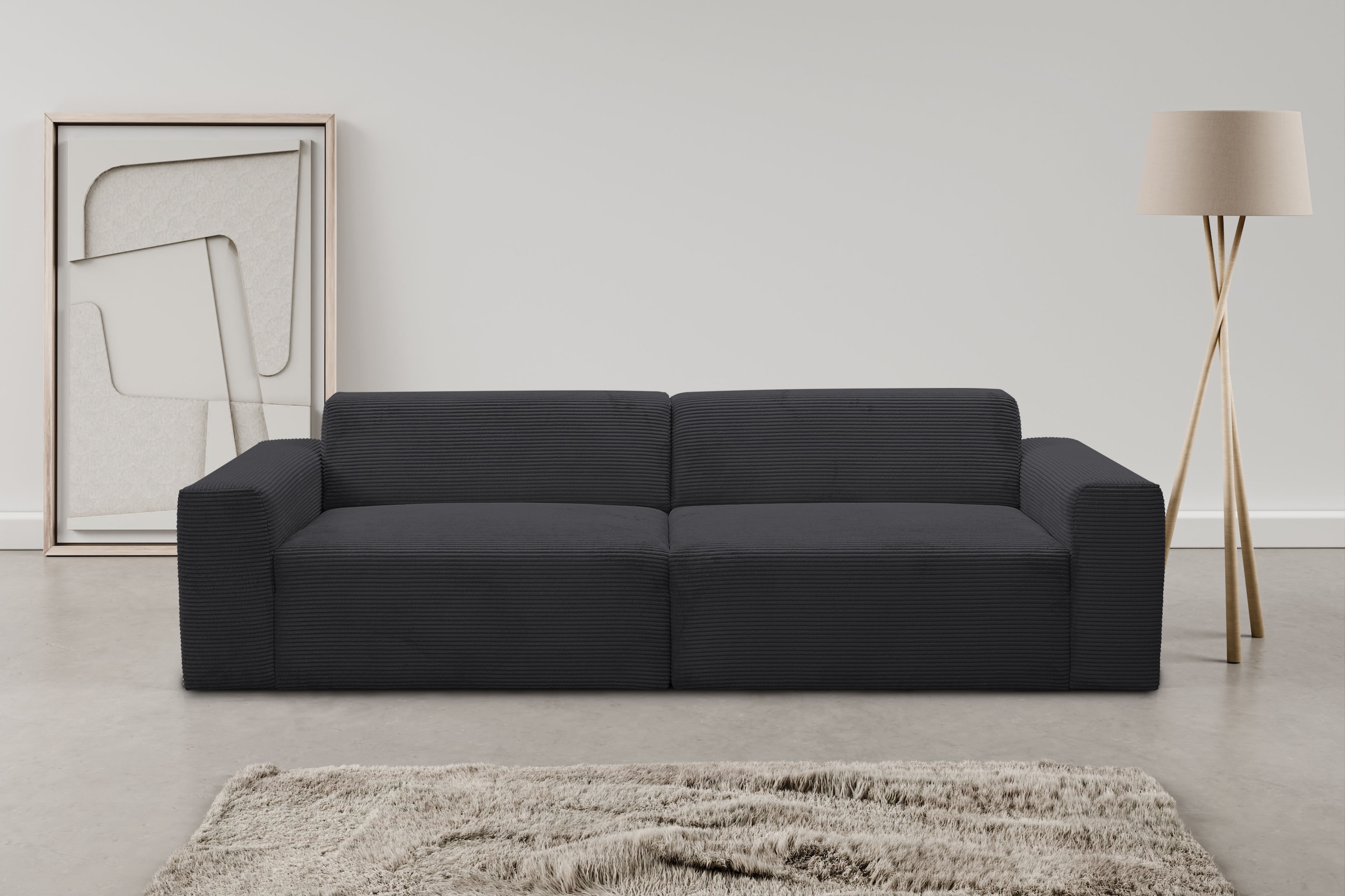 WERK2 Sofa »Zeus 256 cm breit 3-Sitzer, Big-Sofa« Curvy Trend 3-Sitzer mit urbaner Optik