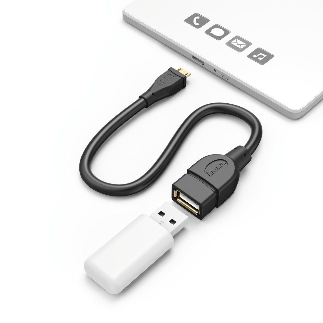 USB-2.0-OTG-Adapterkabel, Mikro-Stecker - A-Kupplung 0,15 m