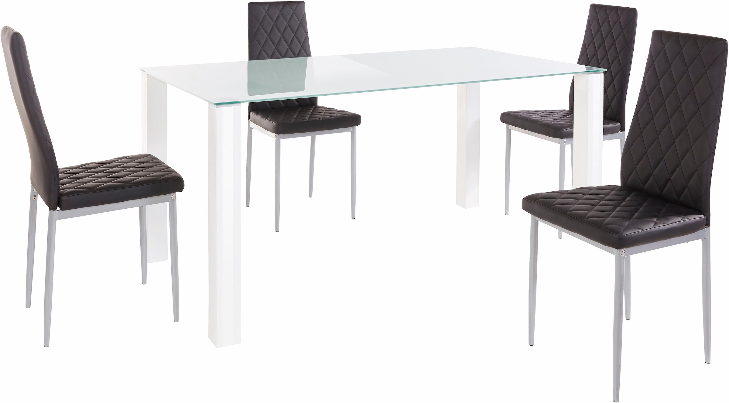 INOSIGN Essgruppe, (Set, 5 bei Farbvarianten cm der OTTO 160 verschiedene tlg.), Stuhlbezüge breiter kaufen Glastisch