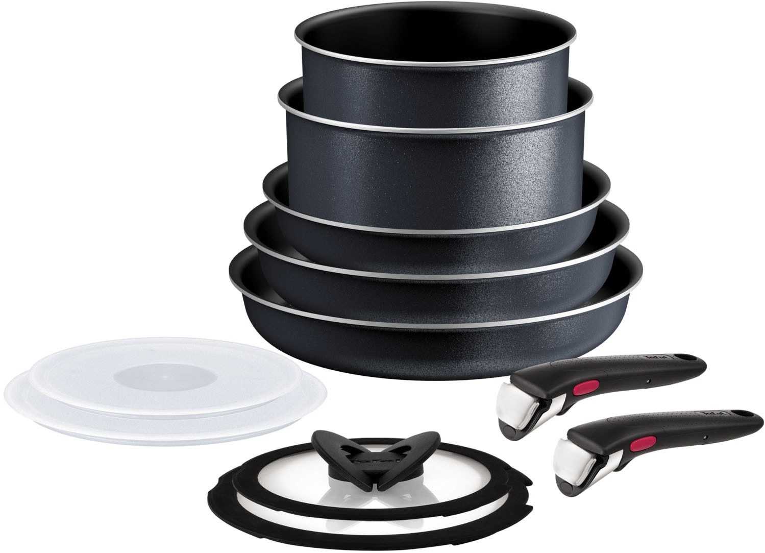 Tefal Topf-Set "Ingenio SoLight, Topf und Pfannenset abnehmbarer Griff, stapelbar" Set, 3x Pfannen 22/24/28cm, 2x Kasserollen 18/20cm, 4x Deckel, 2x