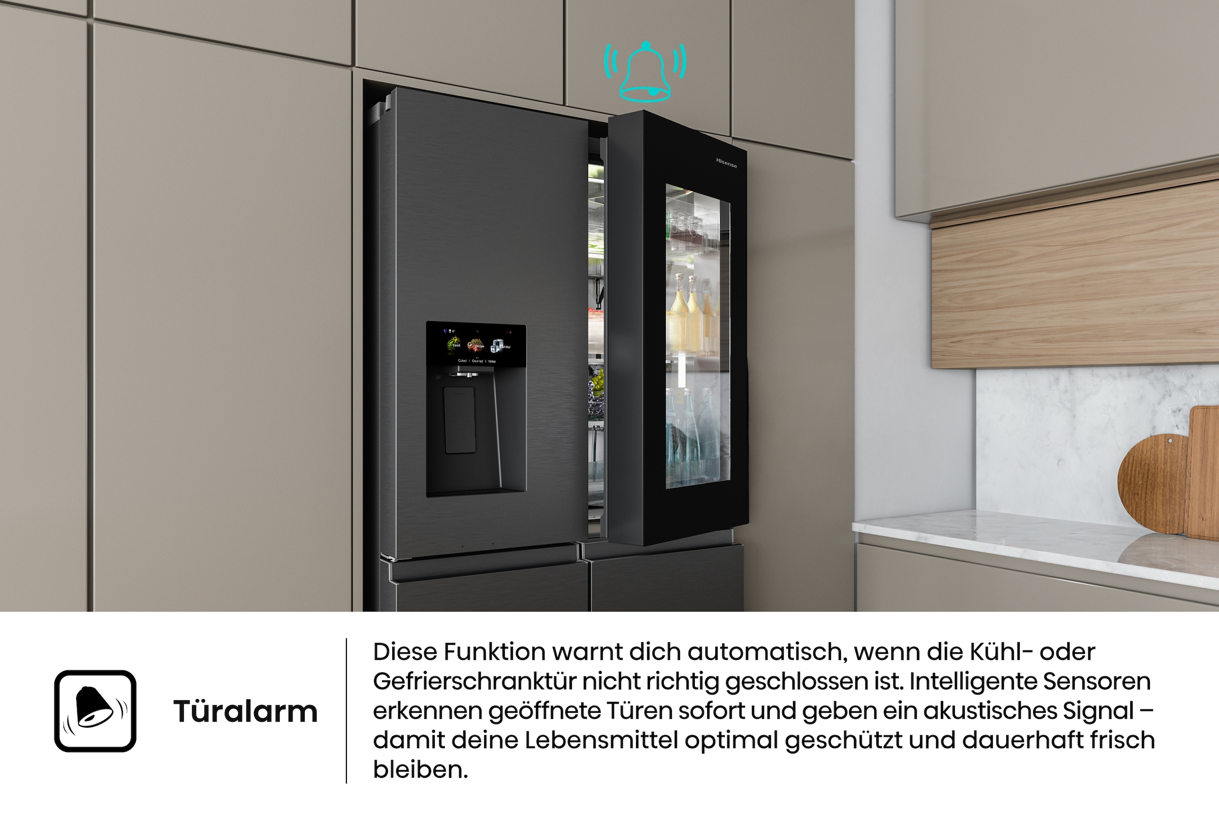 Hisense Multi Door »RQ600P7SKE« 179 cm hoch 91,4 cm breit PureViewDoor - immer sehen was im Kühlschrank ist