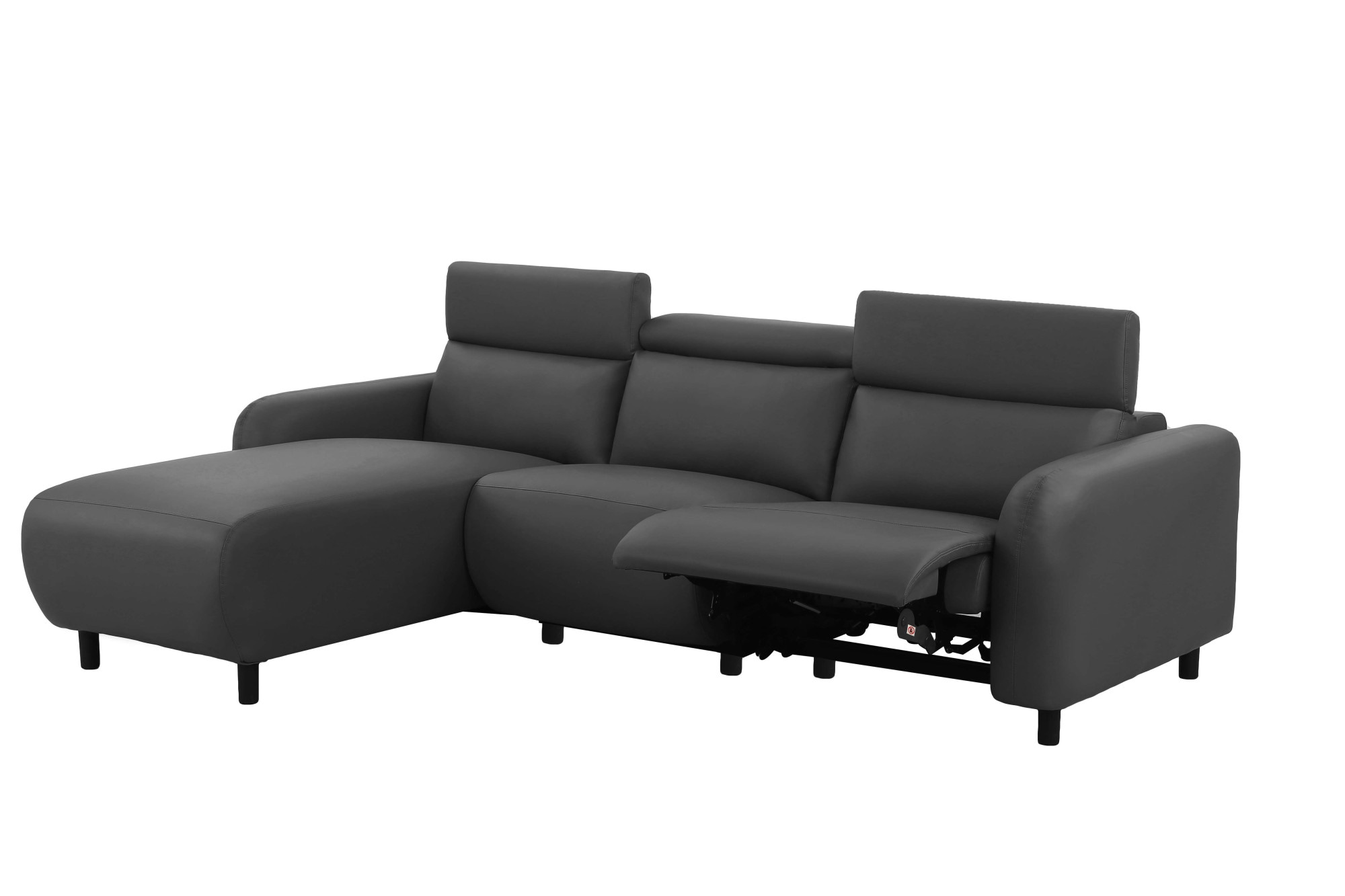 Home affaire Ecksofa »SKAANE Kunstleder, L-Form, 274 cm, manuelle u. elektrische Funktion,«, rundes Design, Kopfteilverstellung, Federkernpolsterung