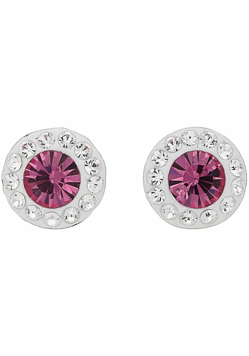 Firetti Paar Ohrstecker »Schmuck Geschenk Silber 925 Ohrschmuck pink & weiß«, mit Kristallstein