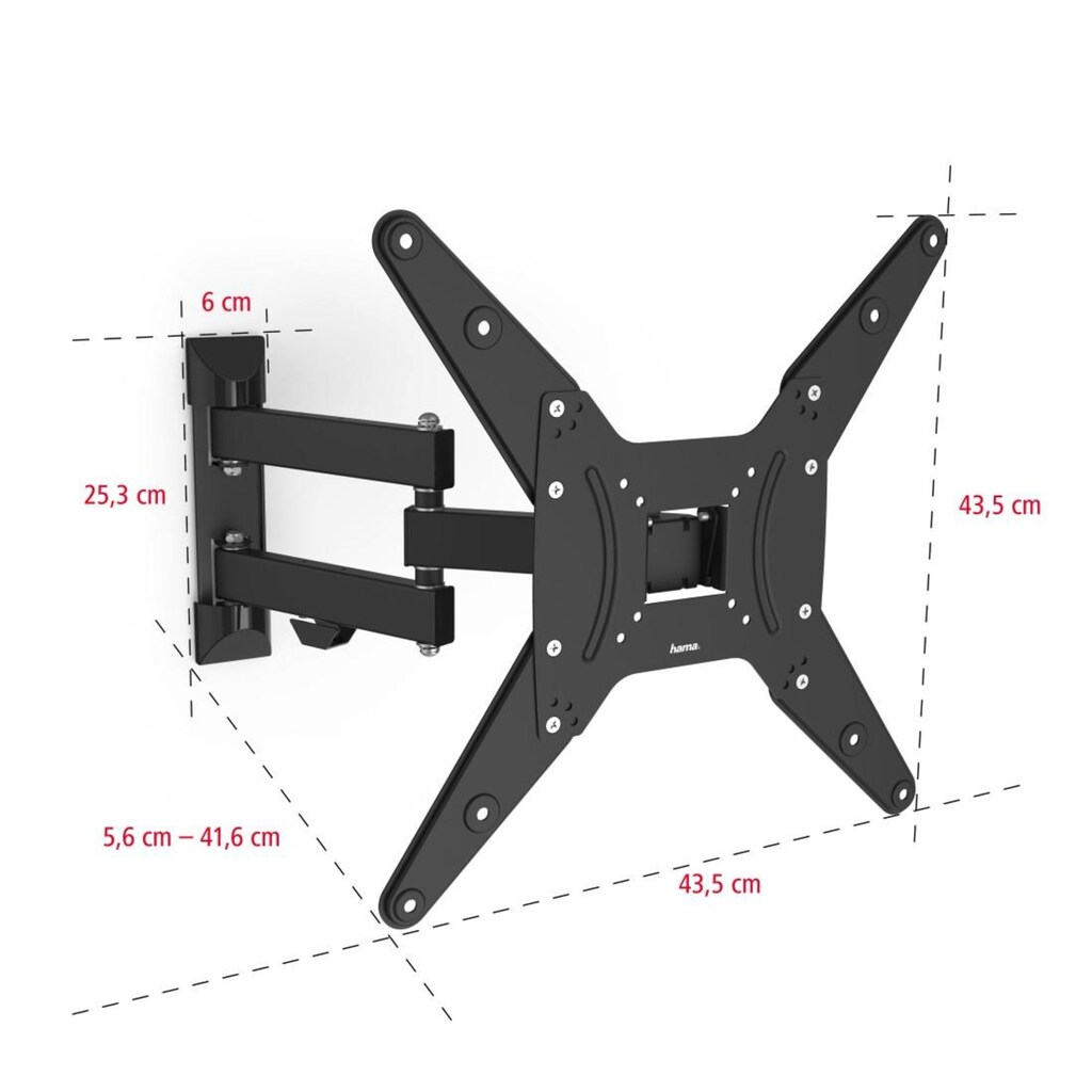 Hama TV-Wandhalterung »TV Wandhalter schwenkbar 81 - 165 cm (32" -65"l, 43", 50", 55", 75"«, bis 165 cm Zoll