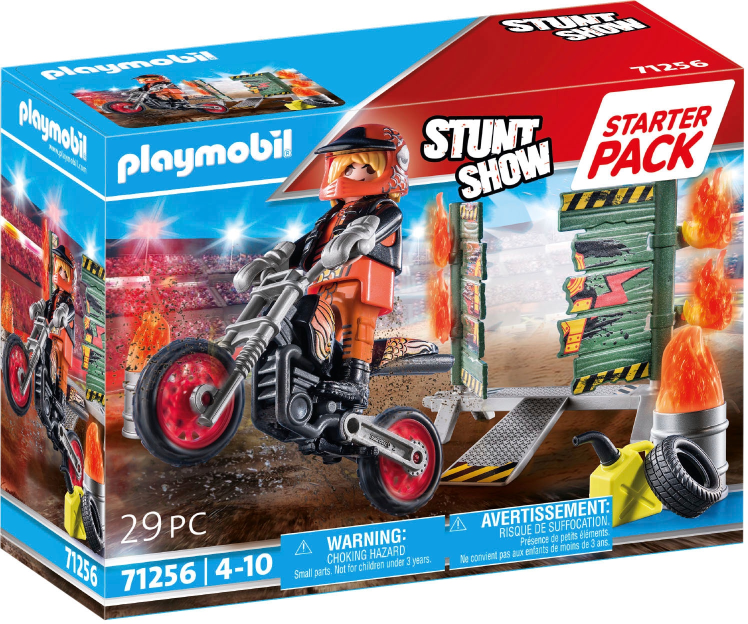 Konstruktions-Spielset »Starter Pack, Stuntshow Motorrad mit Feuerwand (71256),...