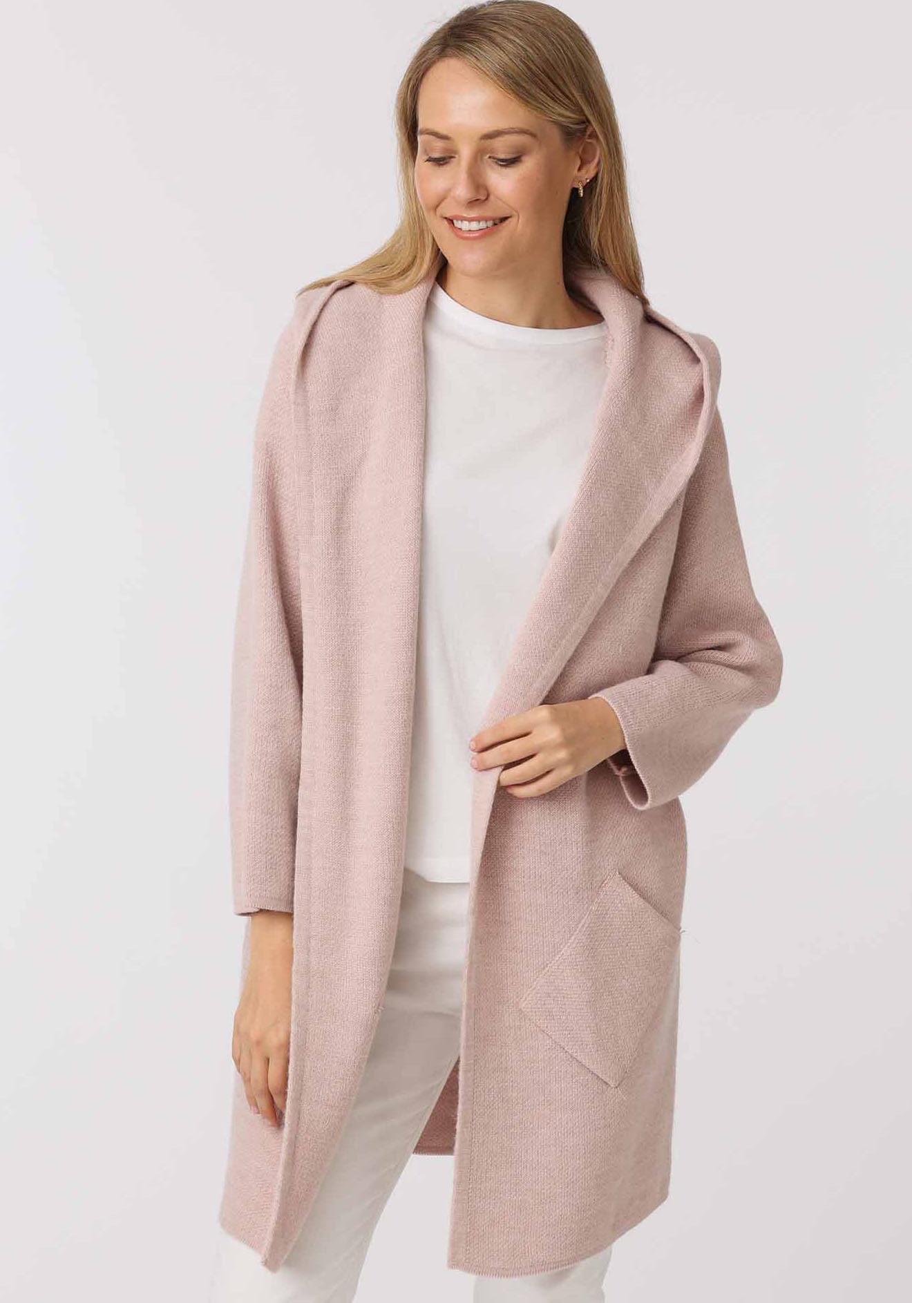 Zwillingsherz Strickjacke, Langarm, bequem, Taschen, One Size, ohne Verschluss, Kapuze