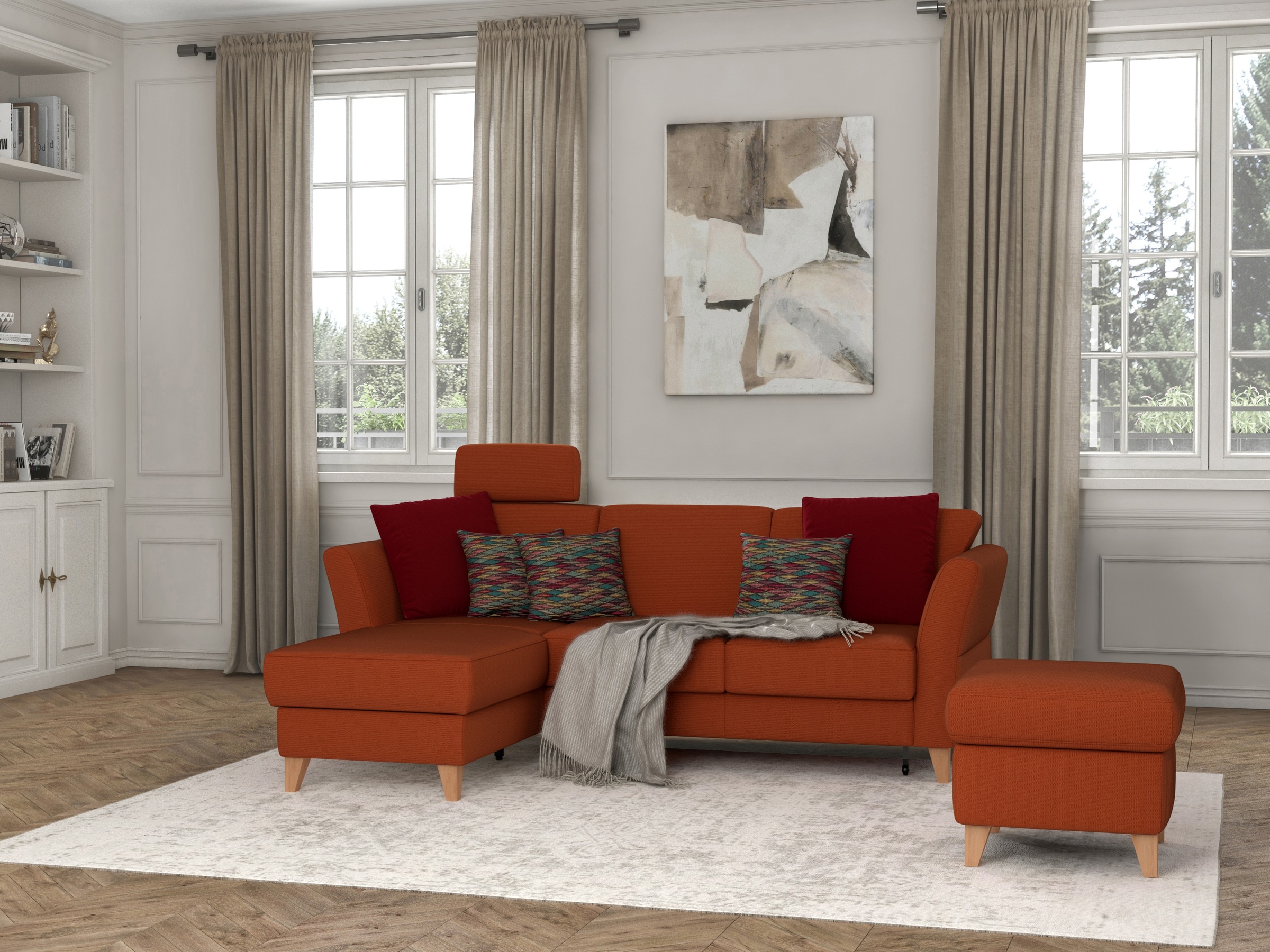 sit&more Ecksofa »Visby L-Form«, Wahlweise mit Bettfunktion und Bettkasten, frei im Raum stellbar