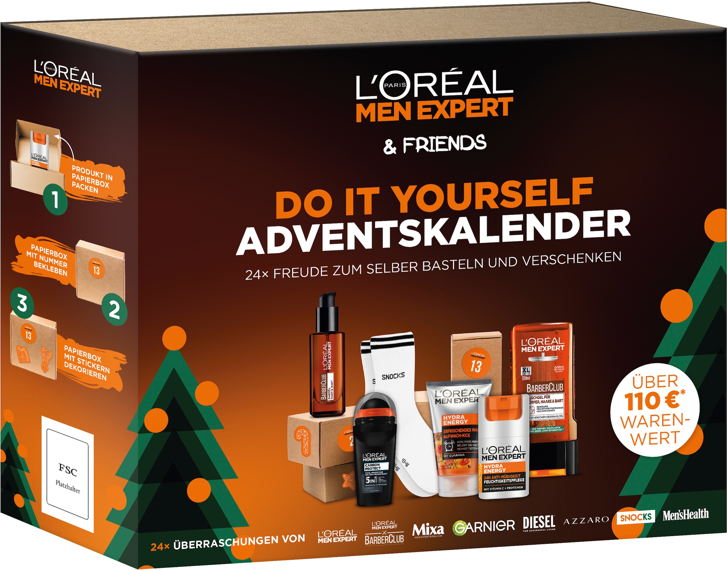 L'ORÉAL PARIS MEN EXPERT Adventskalender »L'Oréal Men Expert DIY Adventskalender mit 24 Boxen«, für Erwachsene, Geschenk-Set
