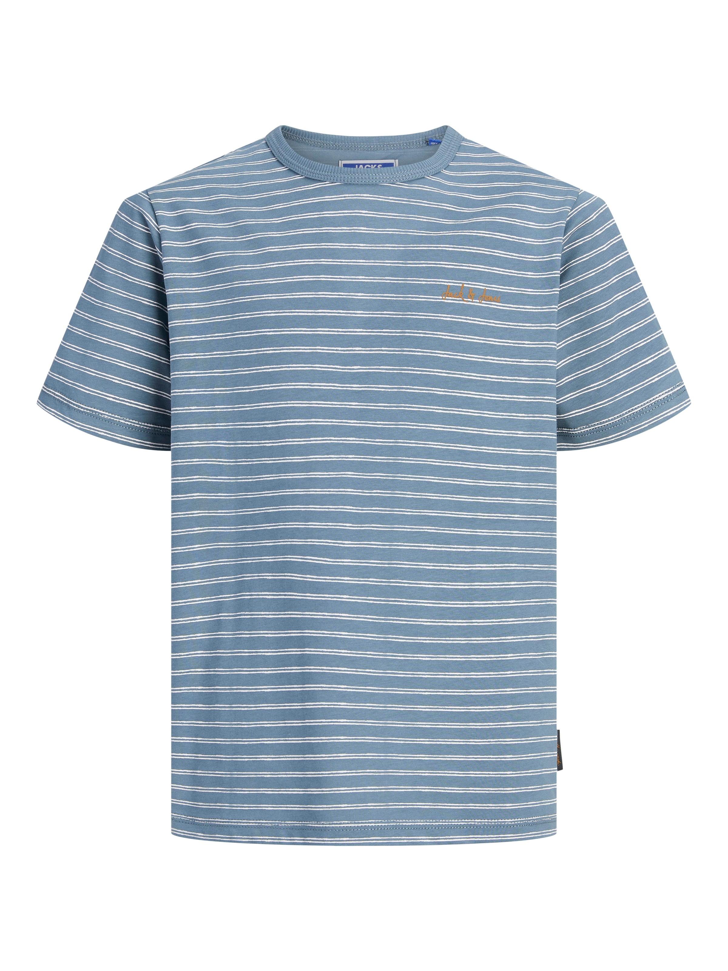 Jack & Jones Junior T-Shirt »JJDEVIN DAYTONA STRIPED TEE SS CN JNR« mit dezenter Logostickerei