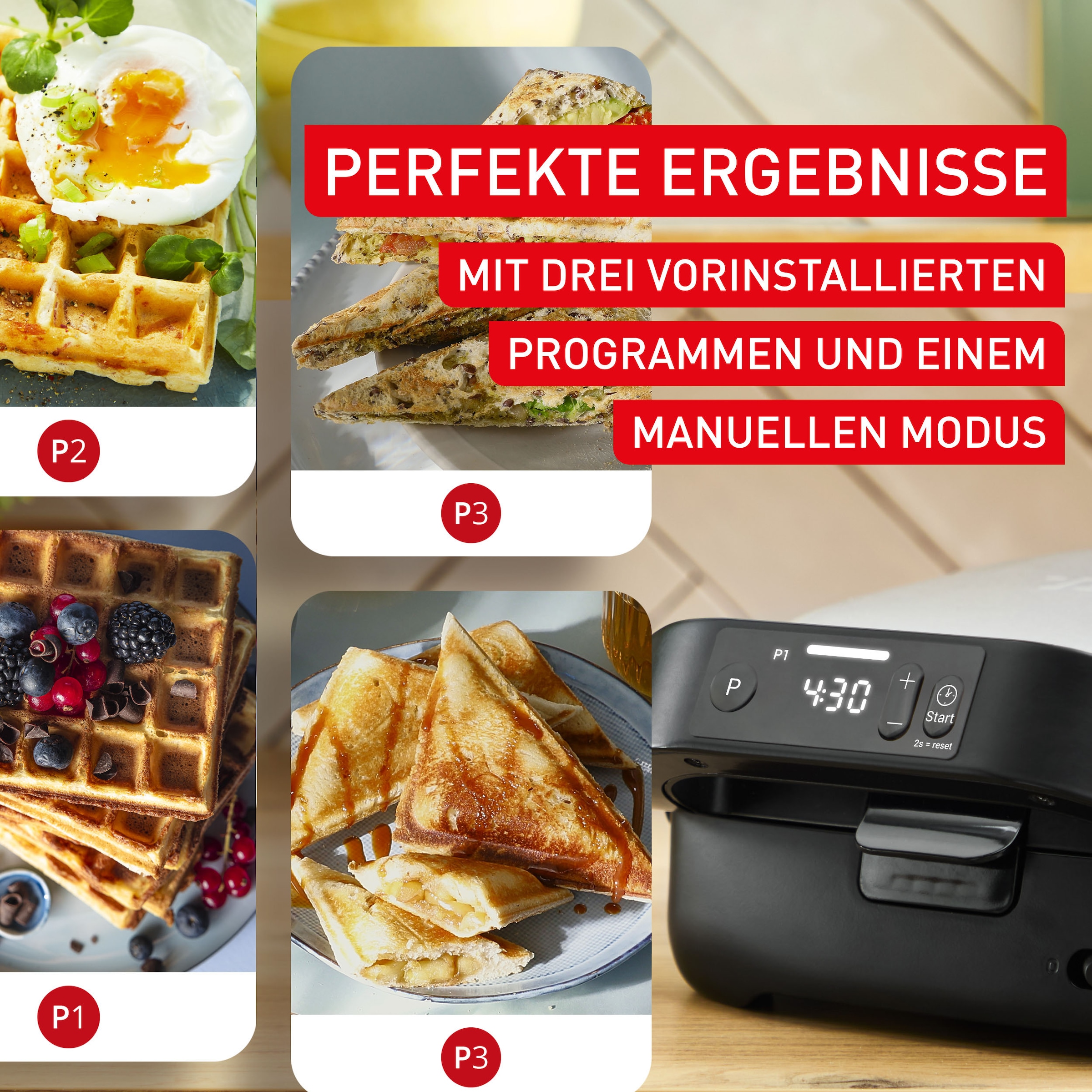 Tefal 2-in-1-Sandwichmaker »Snack Collection Precision« Sandwiches & Waffeln, 3 Programme, digitaler Bildschirm, Timer