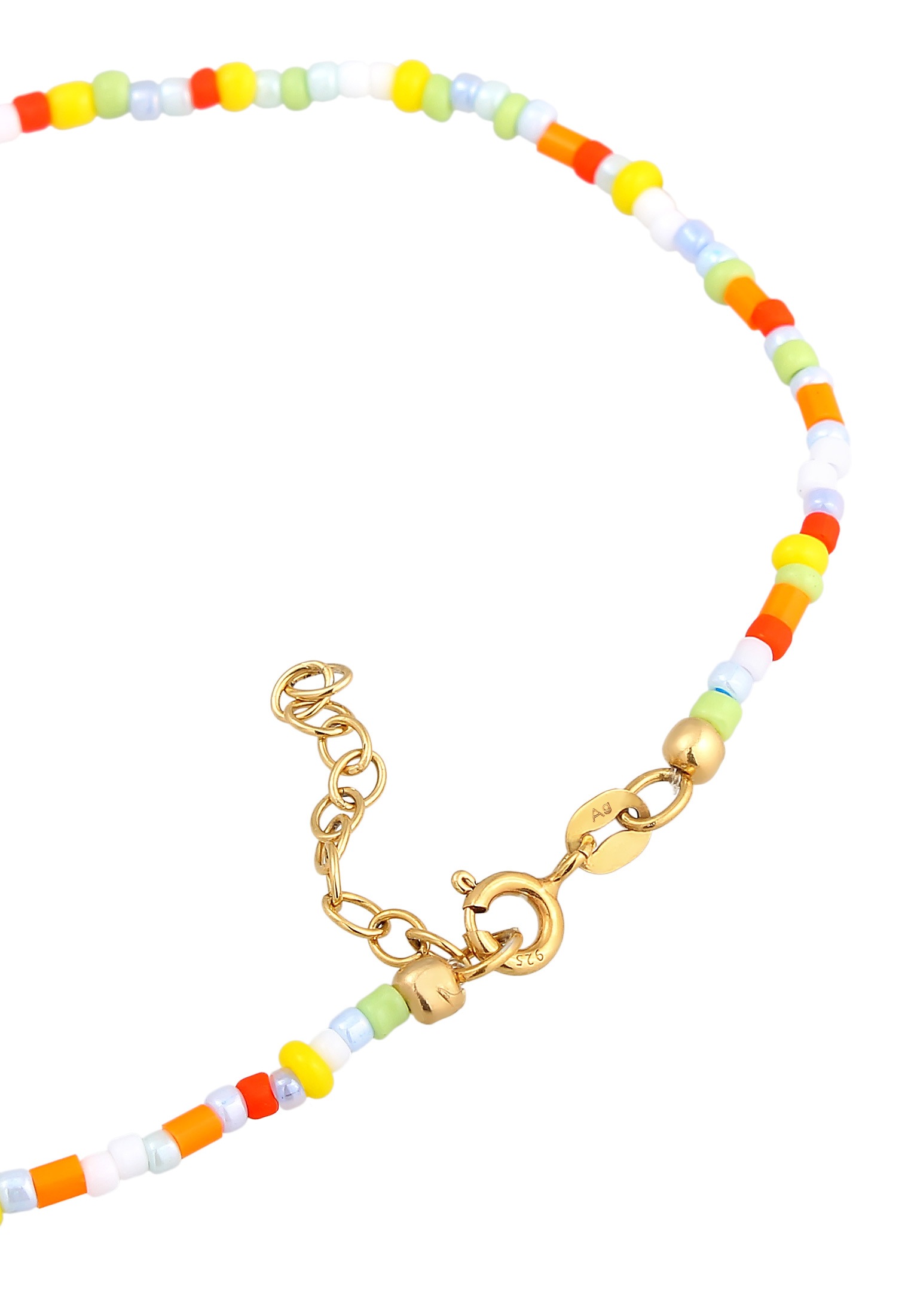 Elli Fußkette »Fußschmuck Peace Frieden Symbol Glas Beads Bunt 925 Silber«