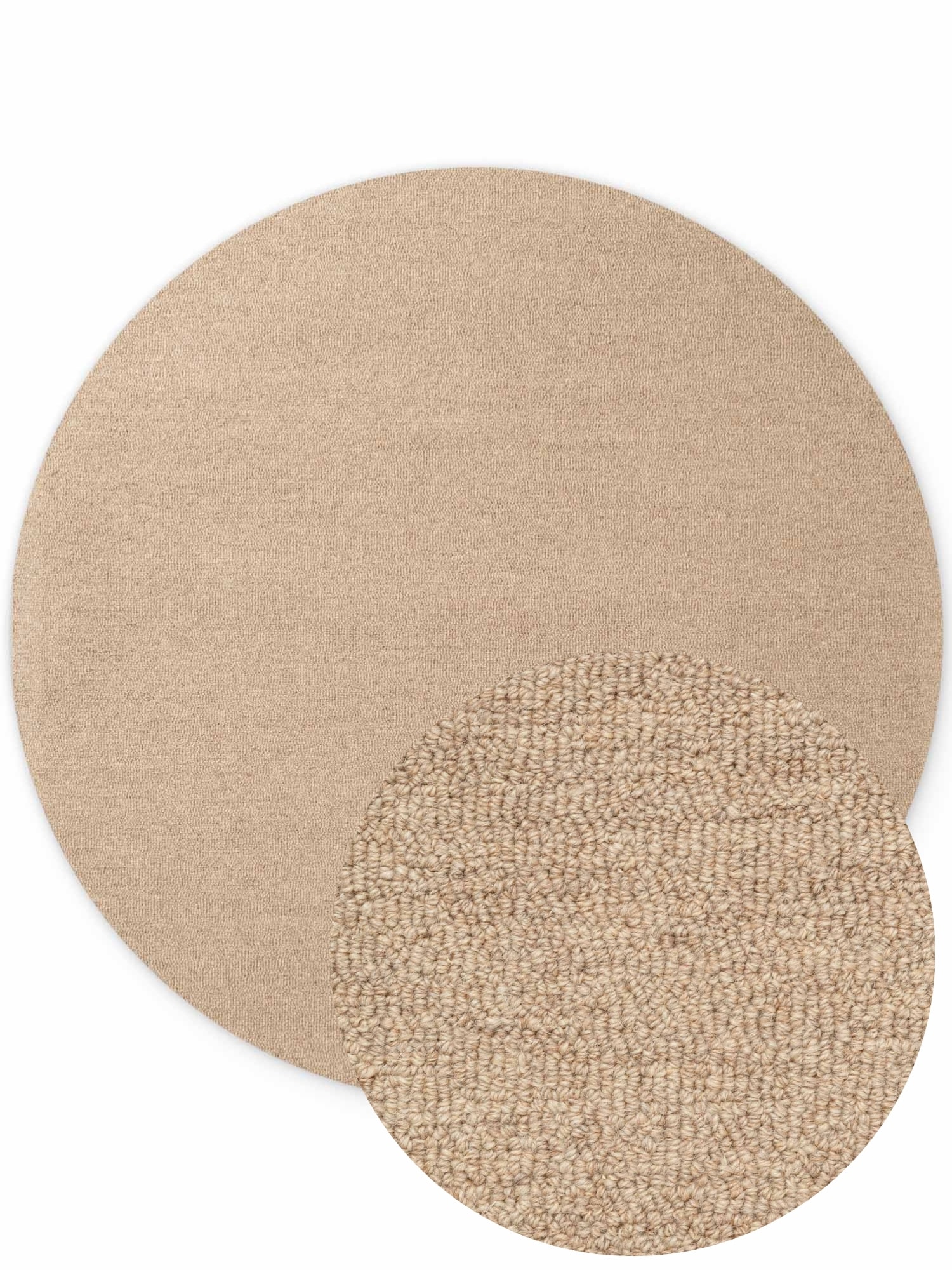 ELLE DECORATION Wollteppich »Knots« rund 13 mm Höhe Handtuft, Wolle, Rund, Feines Bouclé, Wohnzimmer, Schlafzimmer, Natur