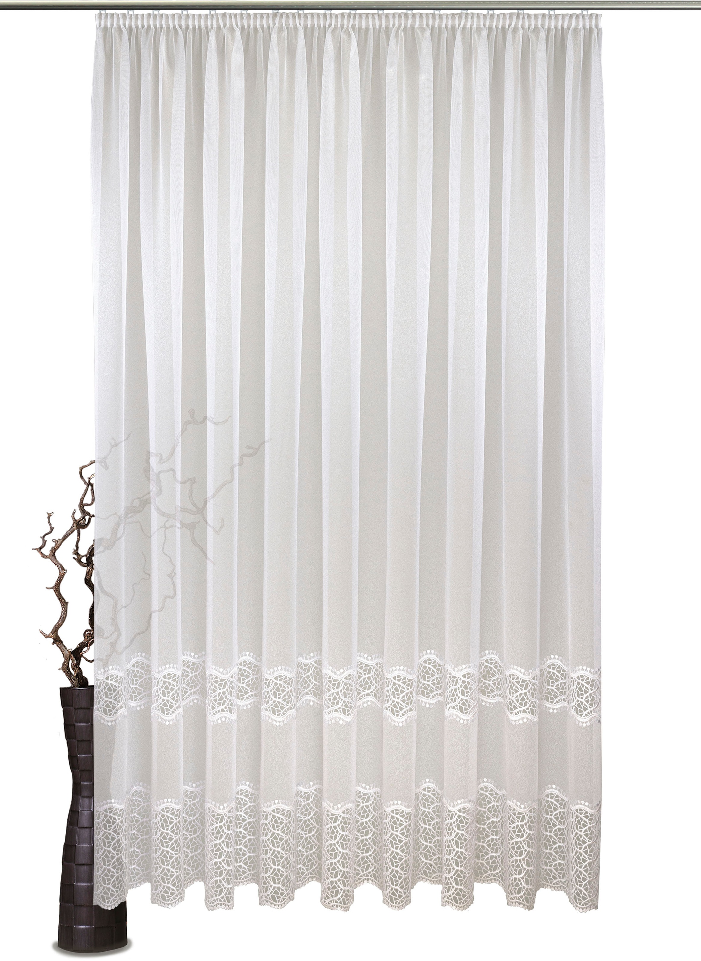 VHG Gardine nach Maß »Adeline«, (1 St.), Stickerei, 2 Kanten,Blüten