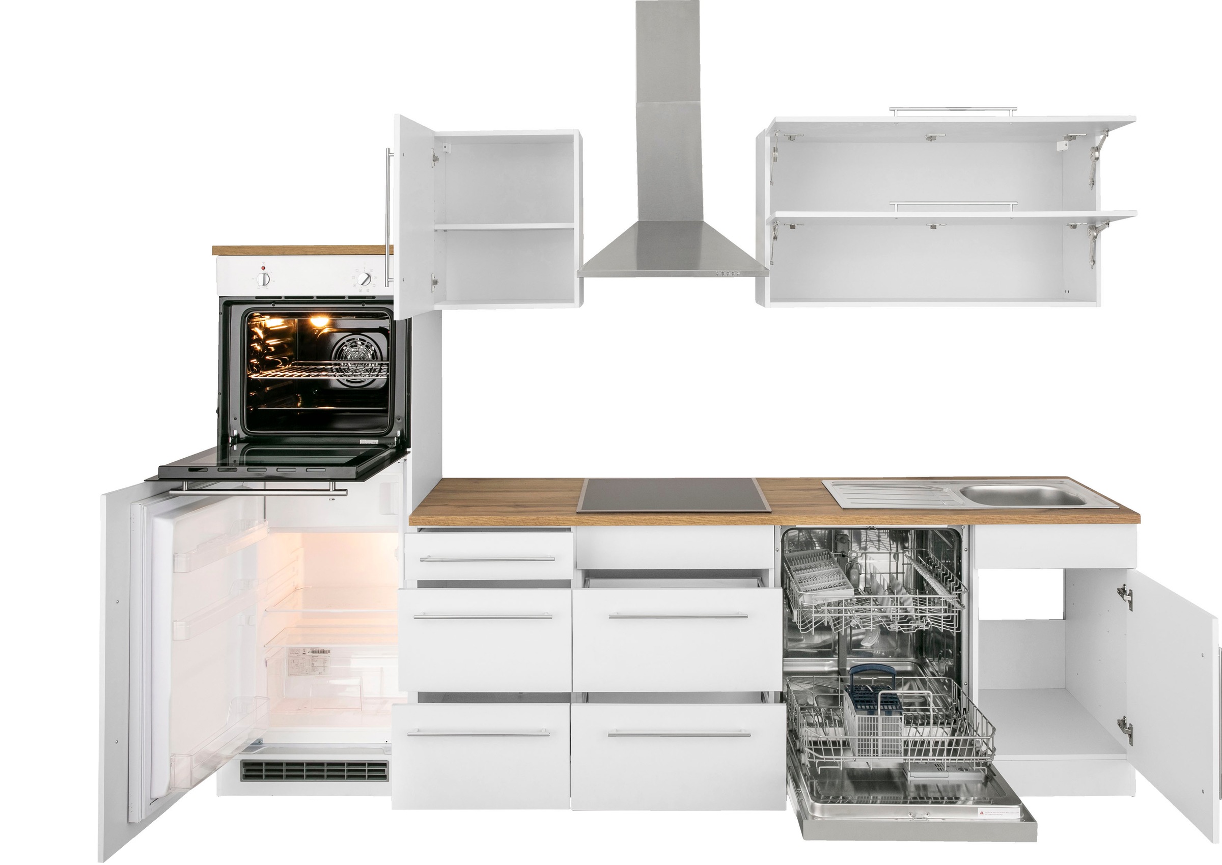 KOCHSTATION Küchenzeile »KS-Samos« Breite 280 cm, wahlweise mit E-Geräten und Induktionskochfeld