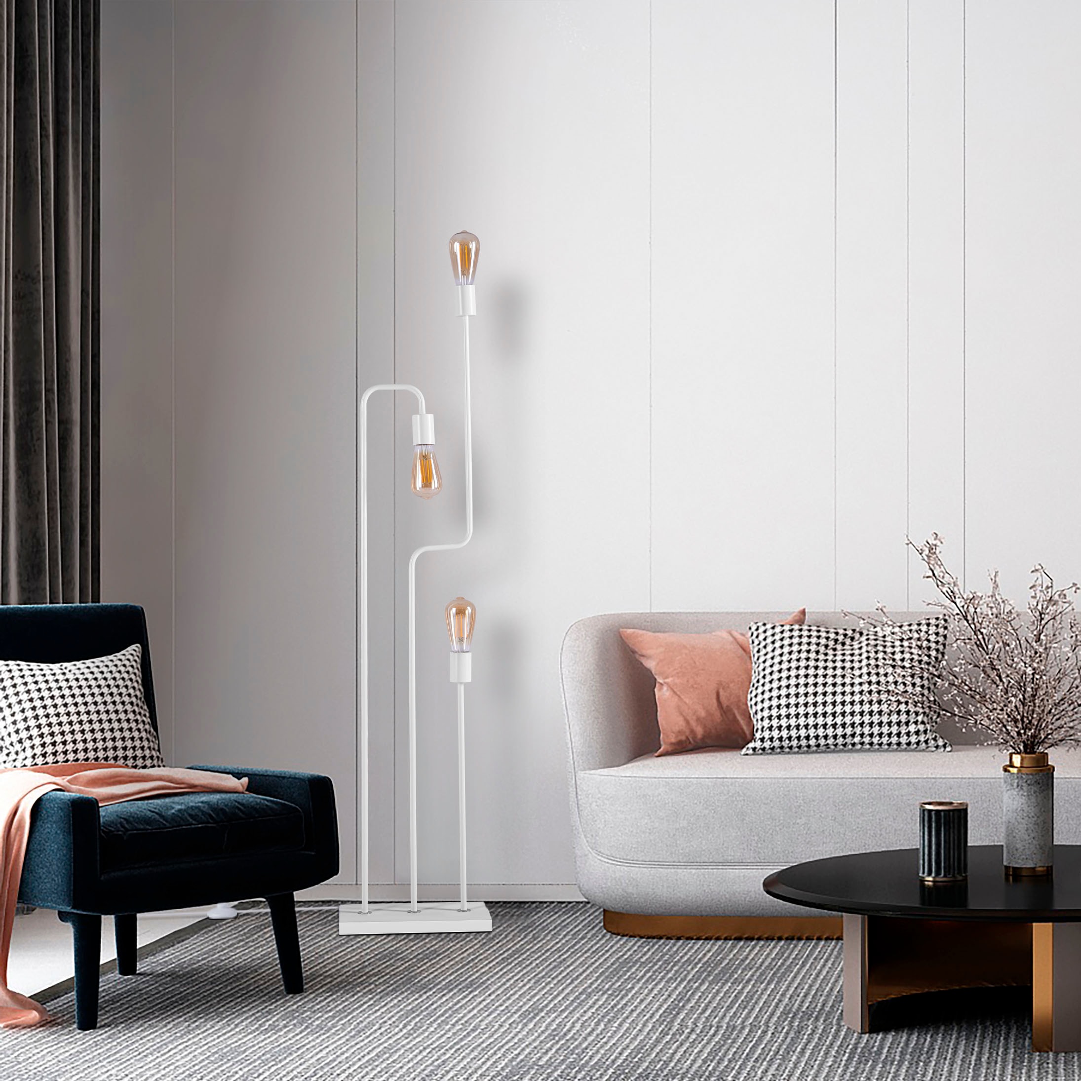 Paco Home Stehlampe »GERALT«, Leuchtmittel E27 | ohne Leuchtmittel, LED Stehlampe Wohnzimmer Schlafzimmer Esszimmer Büro Leselampe E27