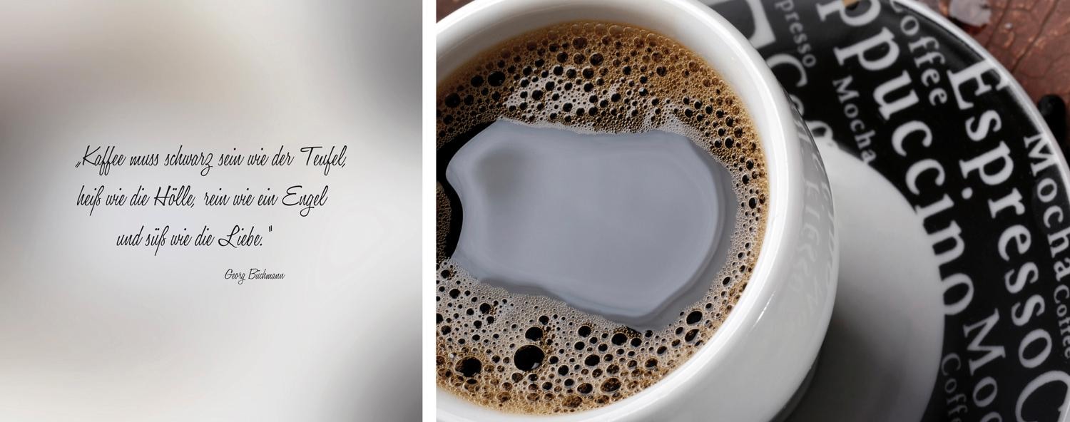 queence Leinwandbild »schwarzer Kaffee«, Getränke-Kaffee-Bar & Lounges-Kaffee Bilder-Kunst-Modern-Spa-Spa Bilder-Sprüche-Sprüche & Texte-Schriftzug-Schriftzüge, (Set), Premium-Leinwandstoff, Handarbeit aus Deutschland, Zitat, 2er Set
